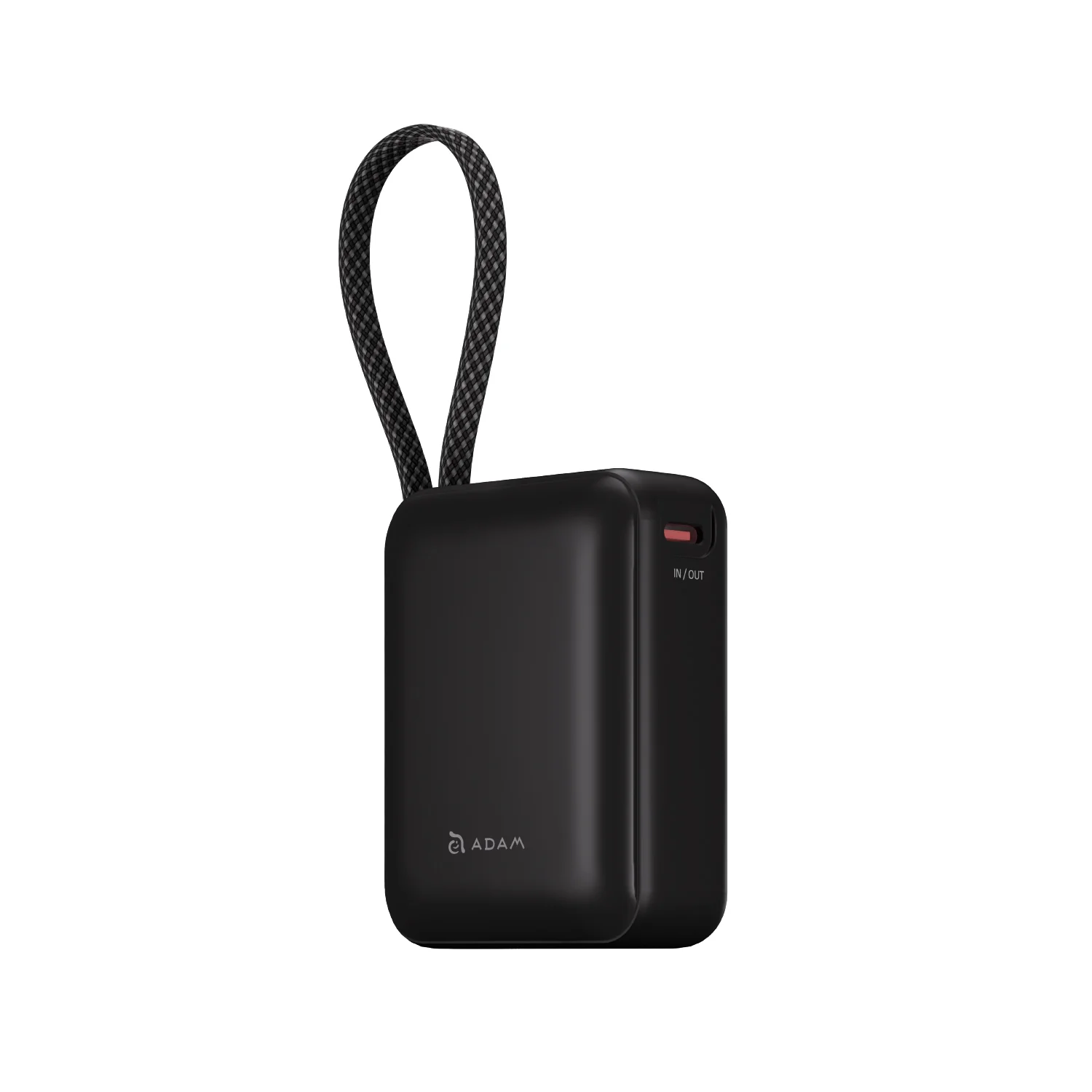 ADAM elements VIONTA Q 10 000 mAh kompakt powerbank beépített kábellel - fekete