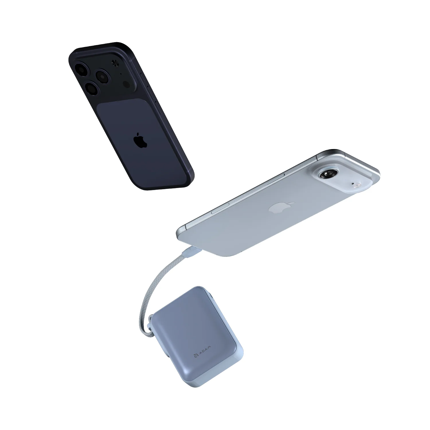 ADAM elements VIONTA Q 10 000 mAh kompakt powerbank beépített kábellel - kék