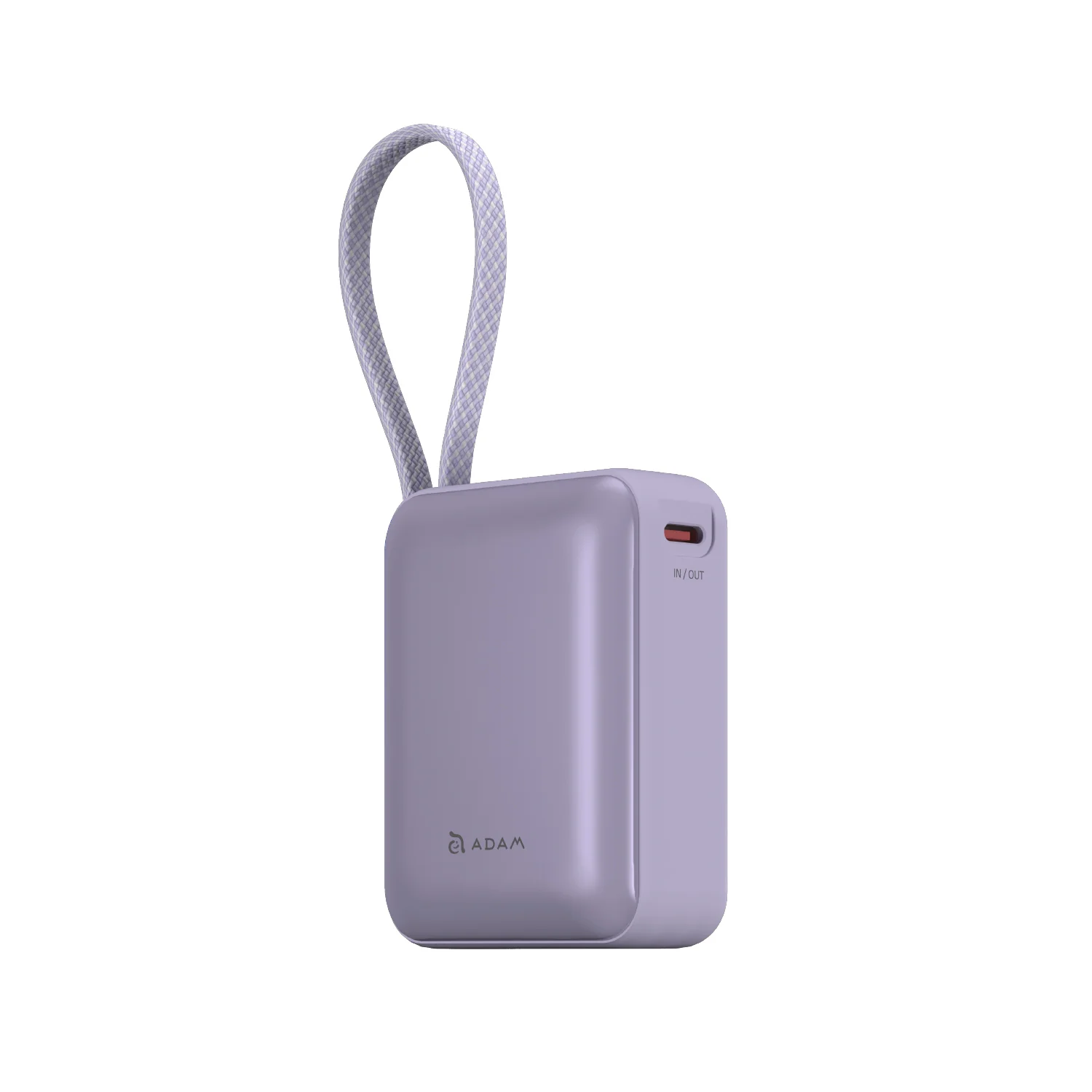 ADAM elements VIONTA Q 10 000 mAh kompakt powerbank beépített kábellel - lila