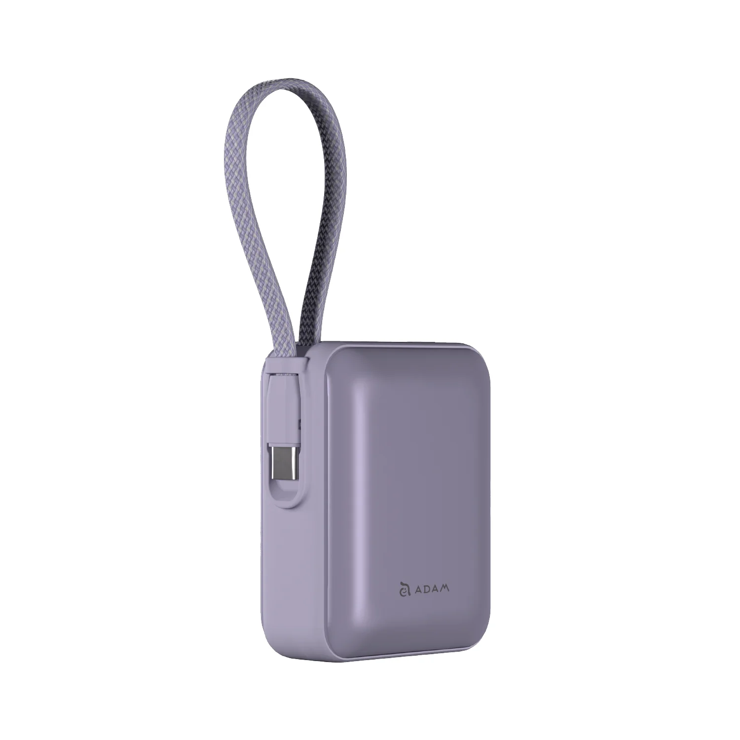 ADAM elements VIONTA Q 10 000 mAh kompakt powerbank beépített kábellel - lila
