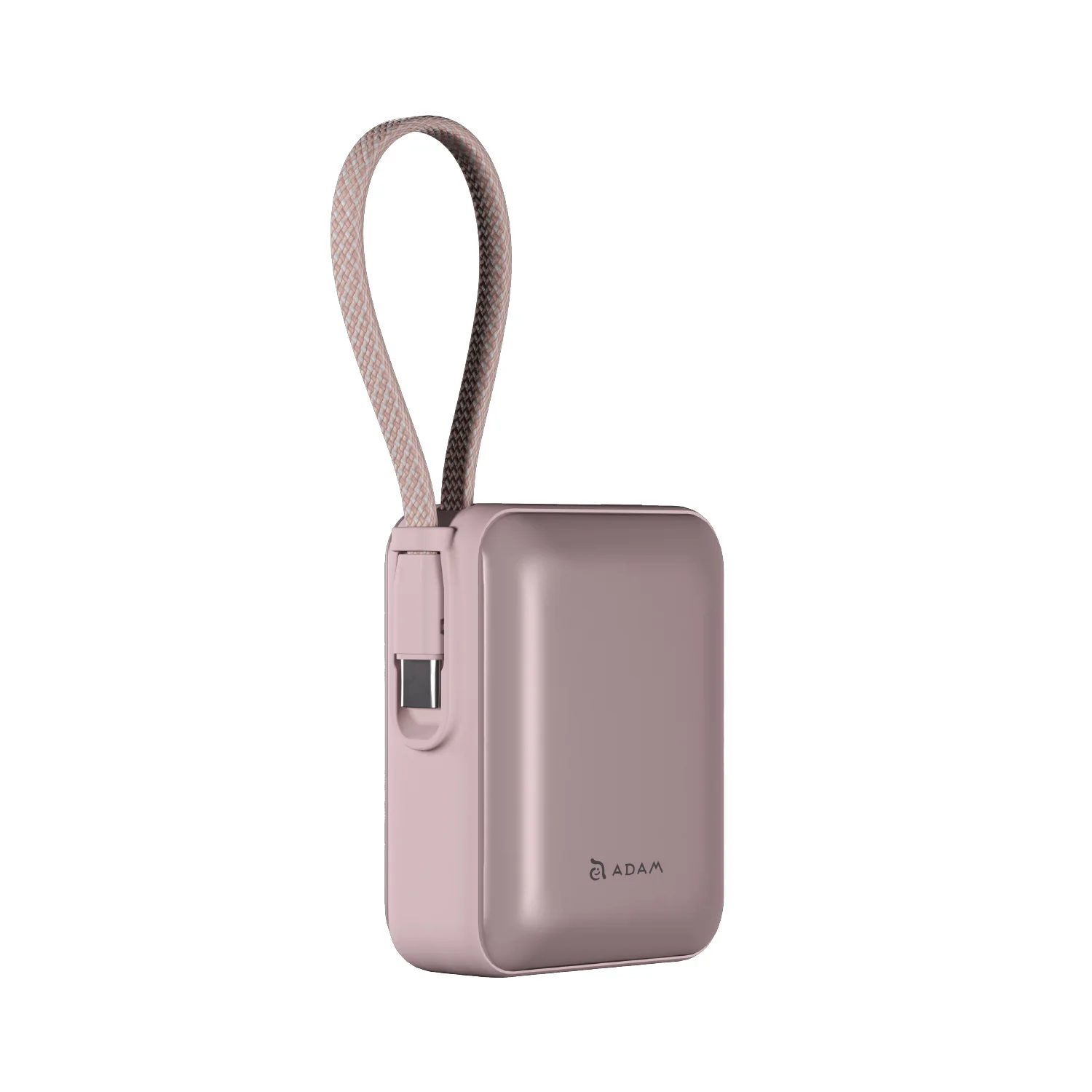 ADAM elements VIONTA Q 10 000 mAh kompakt powerbank beépített kábellel - rózsaszín