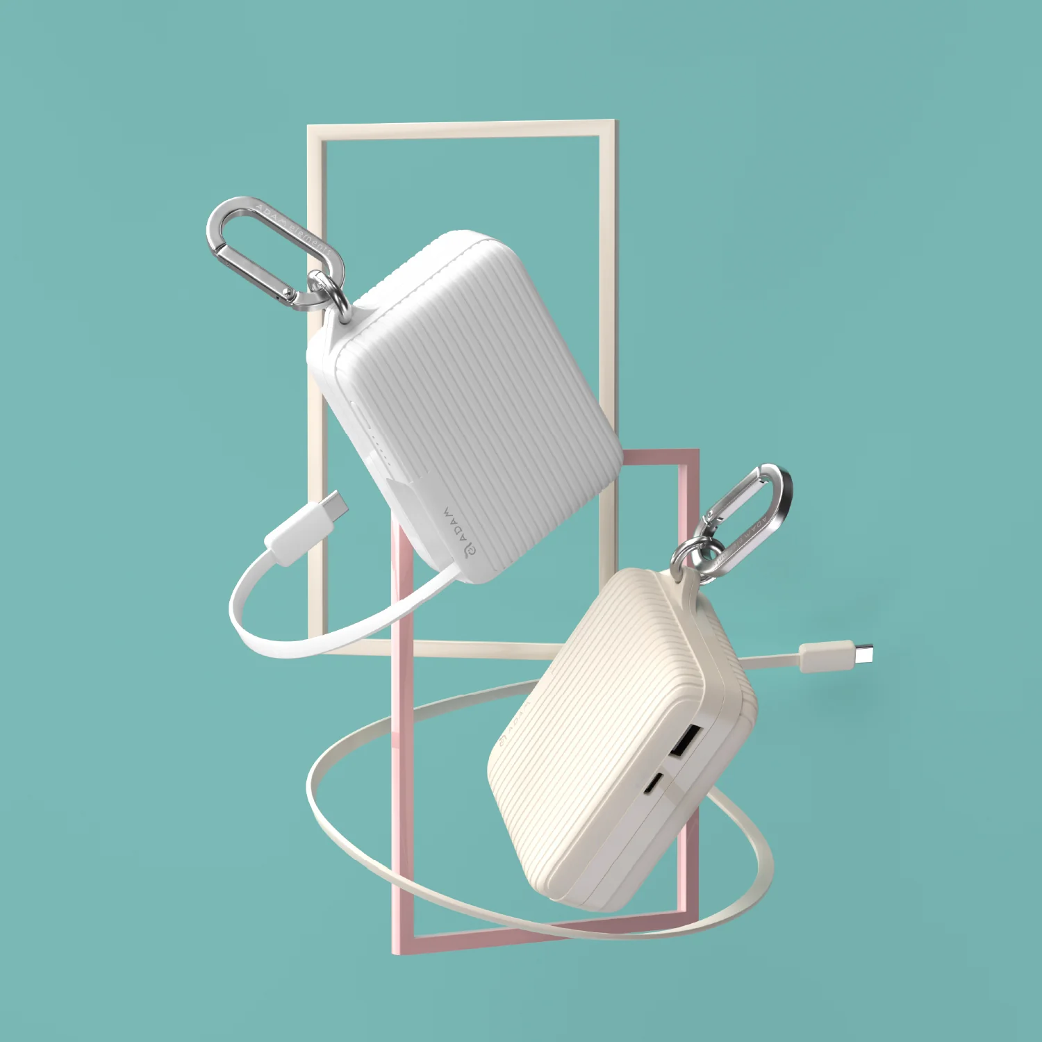 ADAM elements VIONTA T1S 30W 10 000 mAh solid state-akkumulátoros powerbank beépített kábellel - fehér