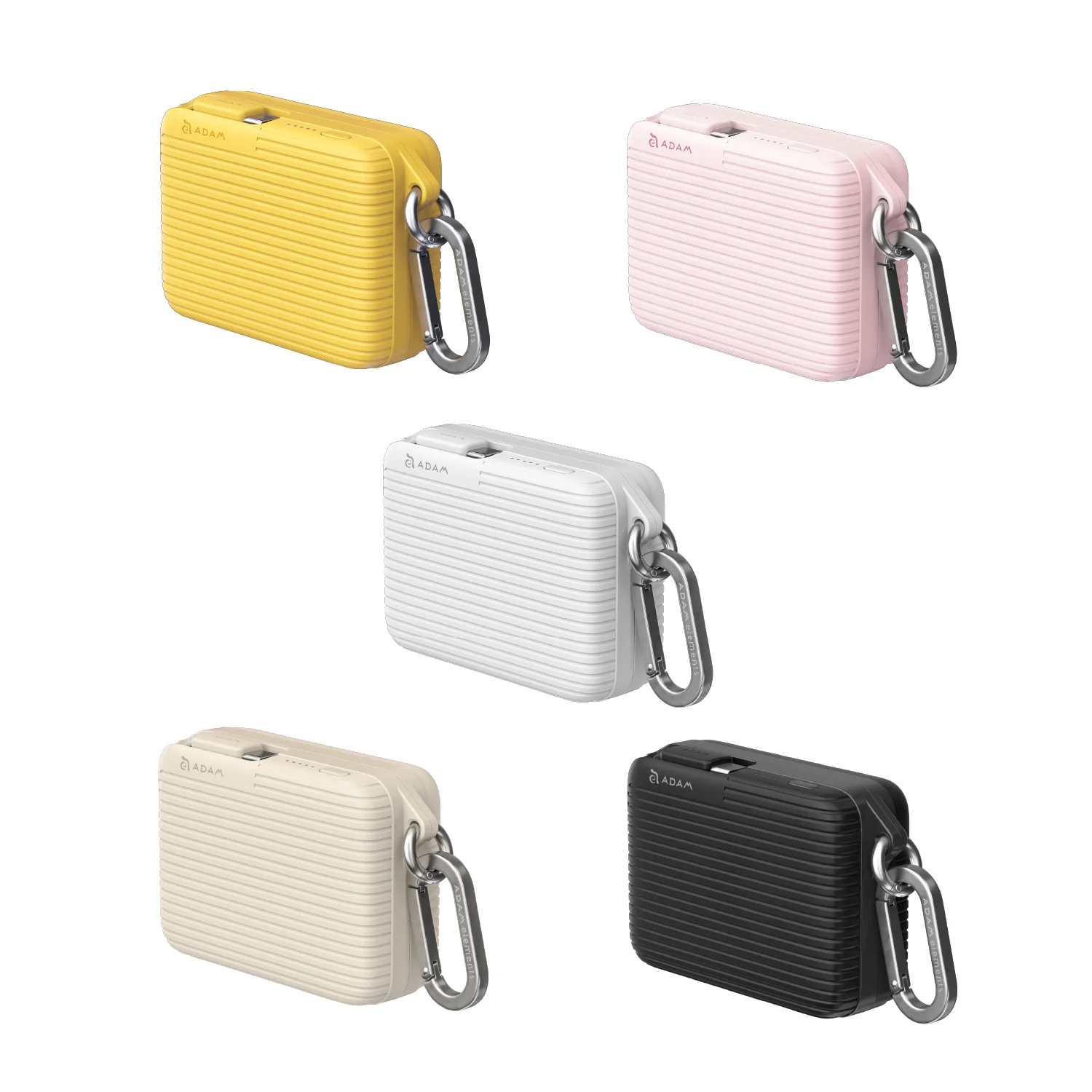 ADAM elements VIONTA T1S 10000mAh solid state-akkumulátoros powerbank beépített kábellel - rózsaszín