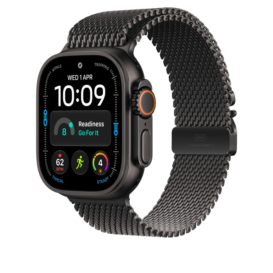 49 mm-es fekete titán milánói szíj – M