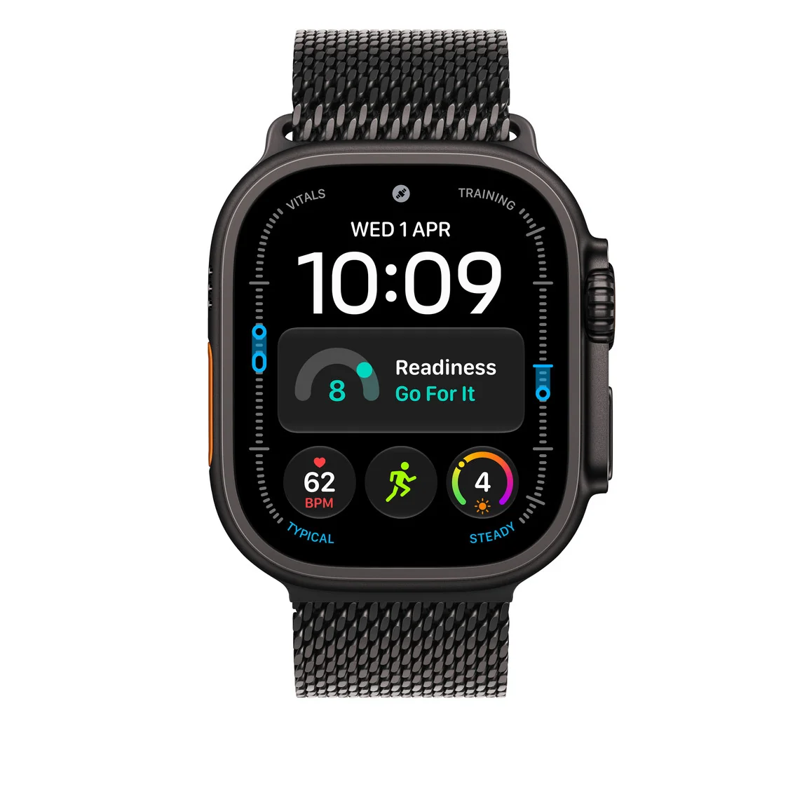 49 mm-es fekete titán milánói szíj – M