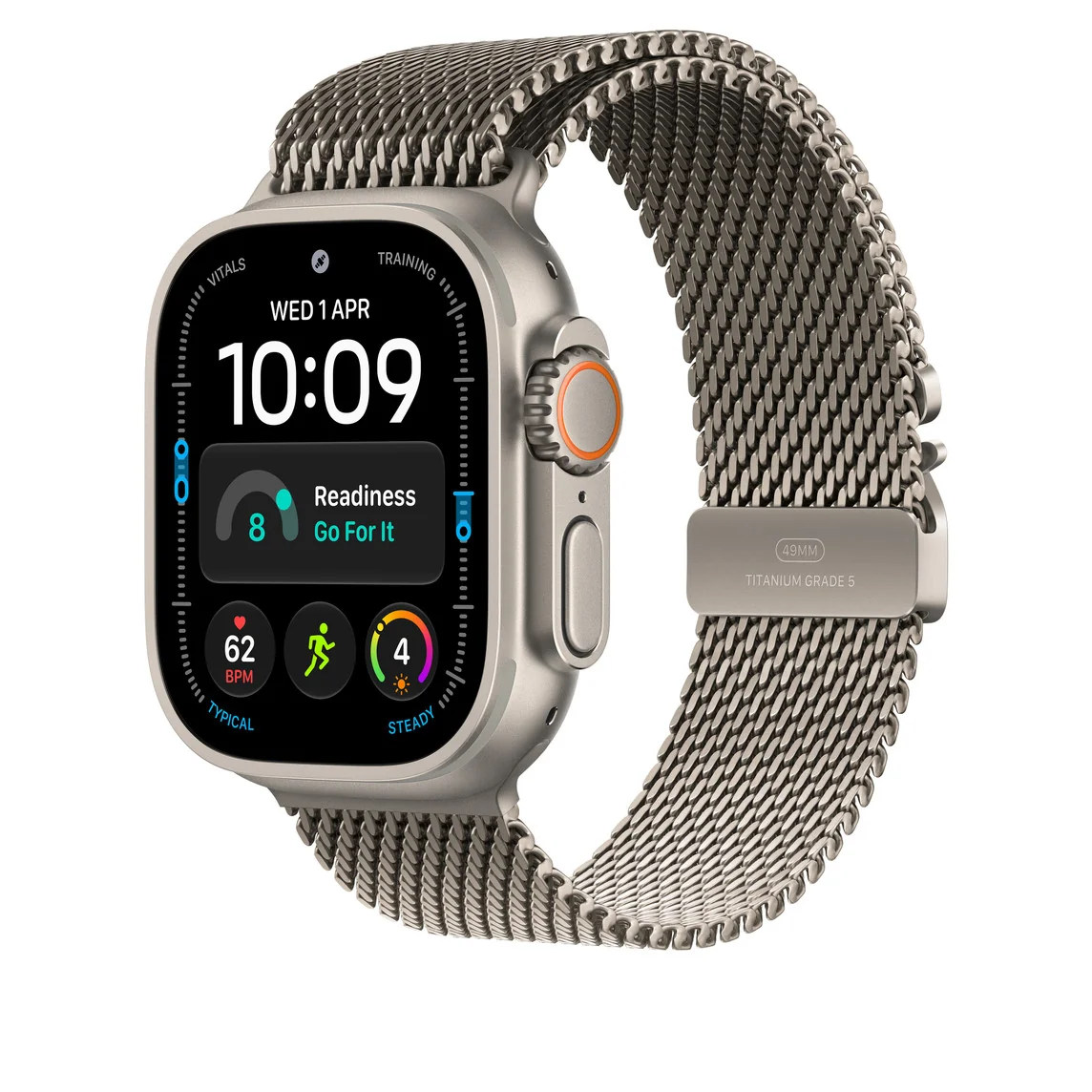 49 mm-es natúr titán milánói szíj – L