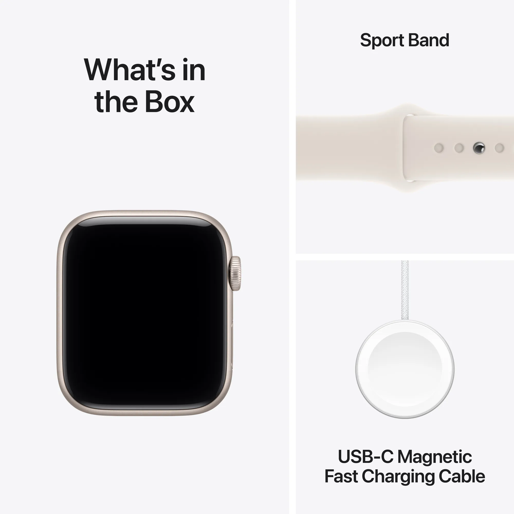 Apple Watch SE 3 GPS, 40 mm-es csillagfény alumíniumtok, csillagfény sportszíj – ML