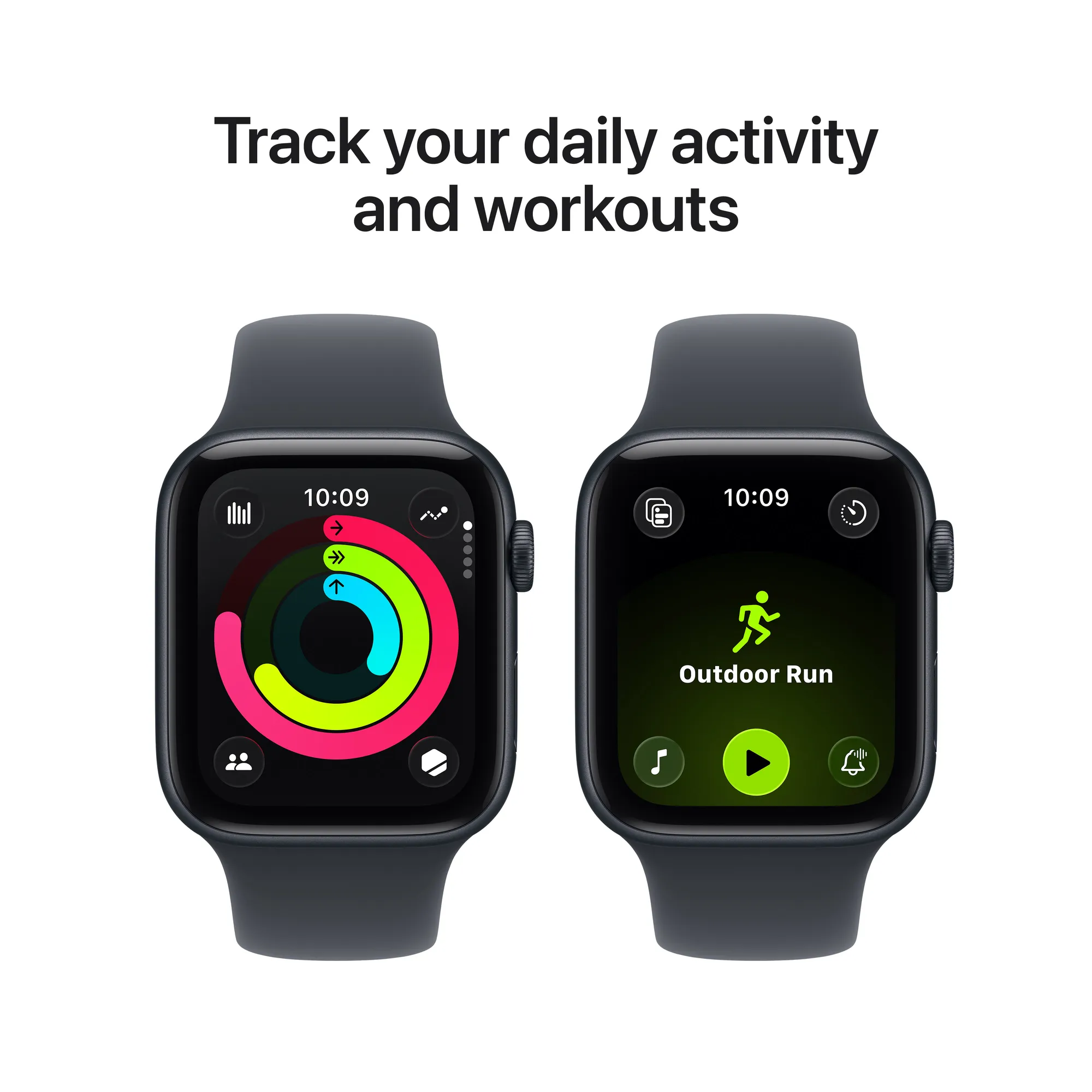 Apple Watch SE 3 GPS, 44 mm-es éjfekete alumíniumtok, fekete sportszíj – ML