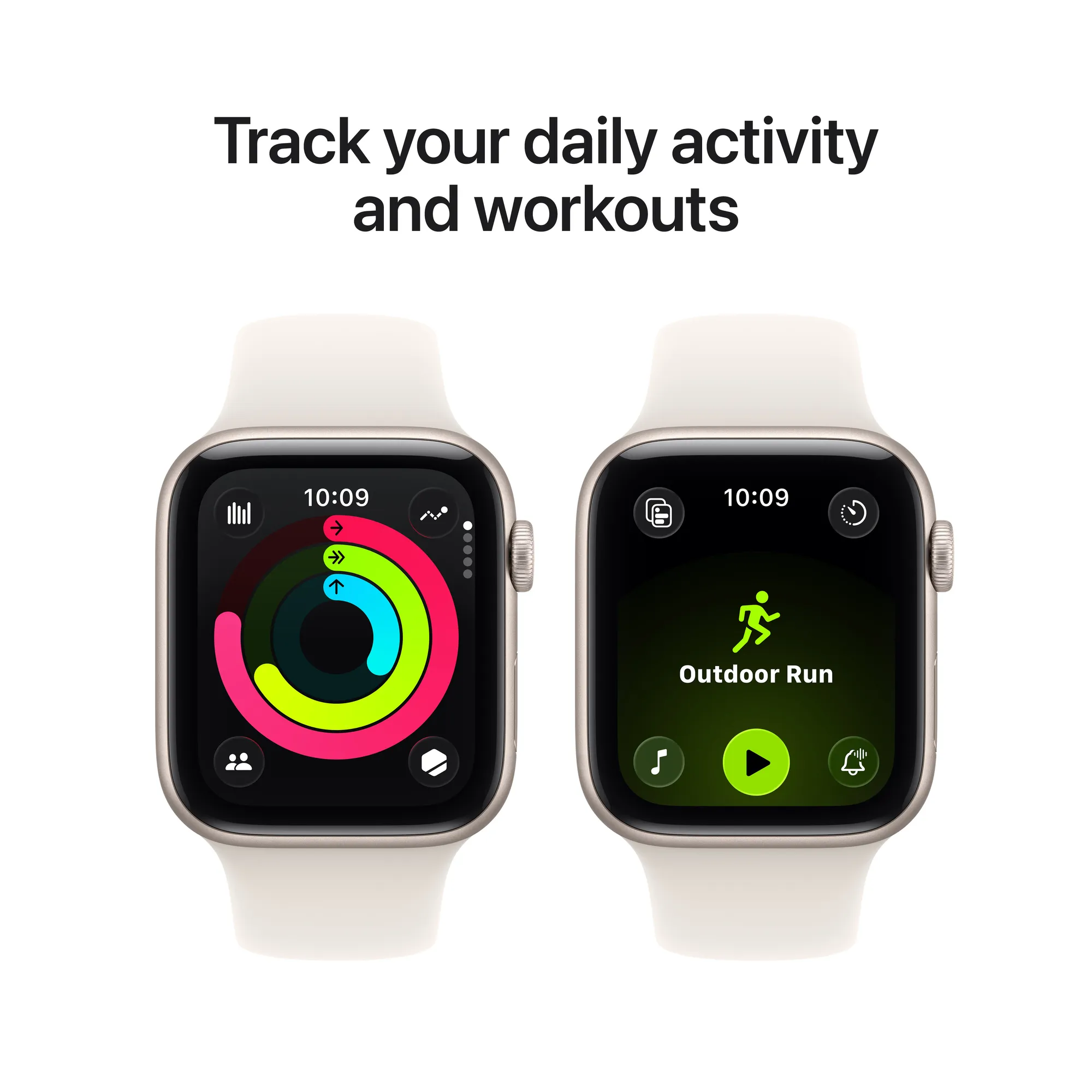 Apple Watch SE 3 GPS + Cellular, 44 mm-es csillagfény alumíniumtok, csillagfény sportszíj – SM