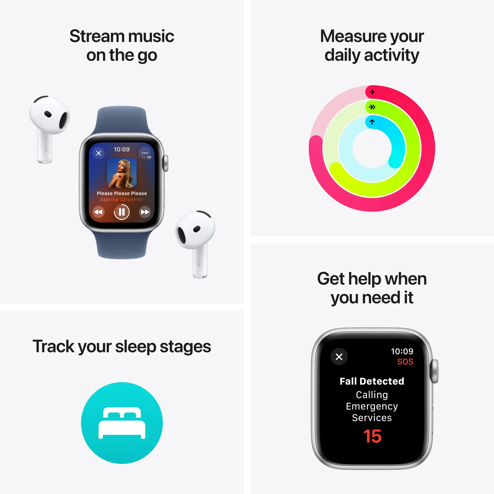 Apple Watch SE GPS + Cellular, 40 mm-es csillagfény alumíniumtok, csillagfény sportszíj – S/M