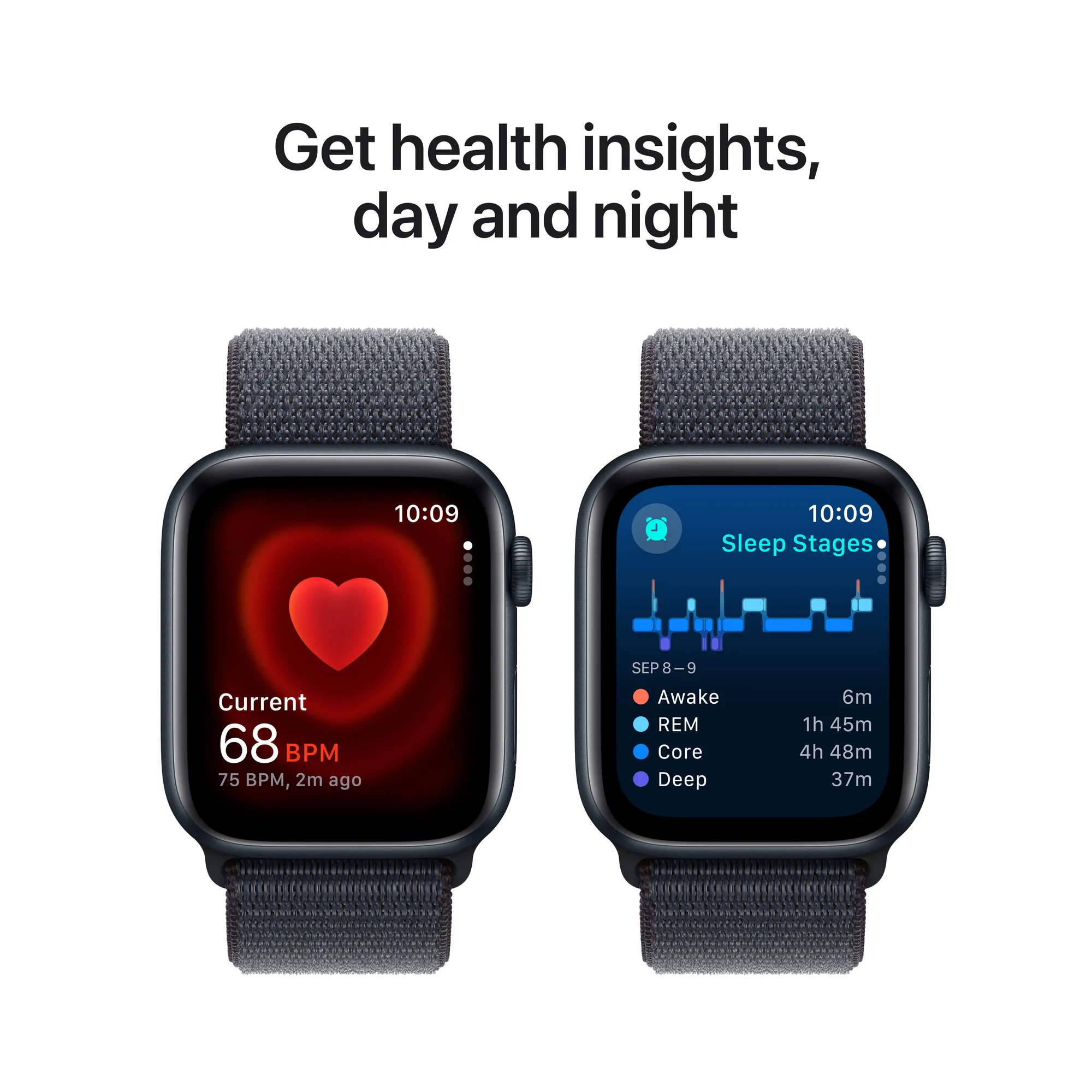 Apple Watch SE GPS + Cellular, 40 mm-es éjfekete alumíniumtok, tintaszínű sportpánt