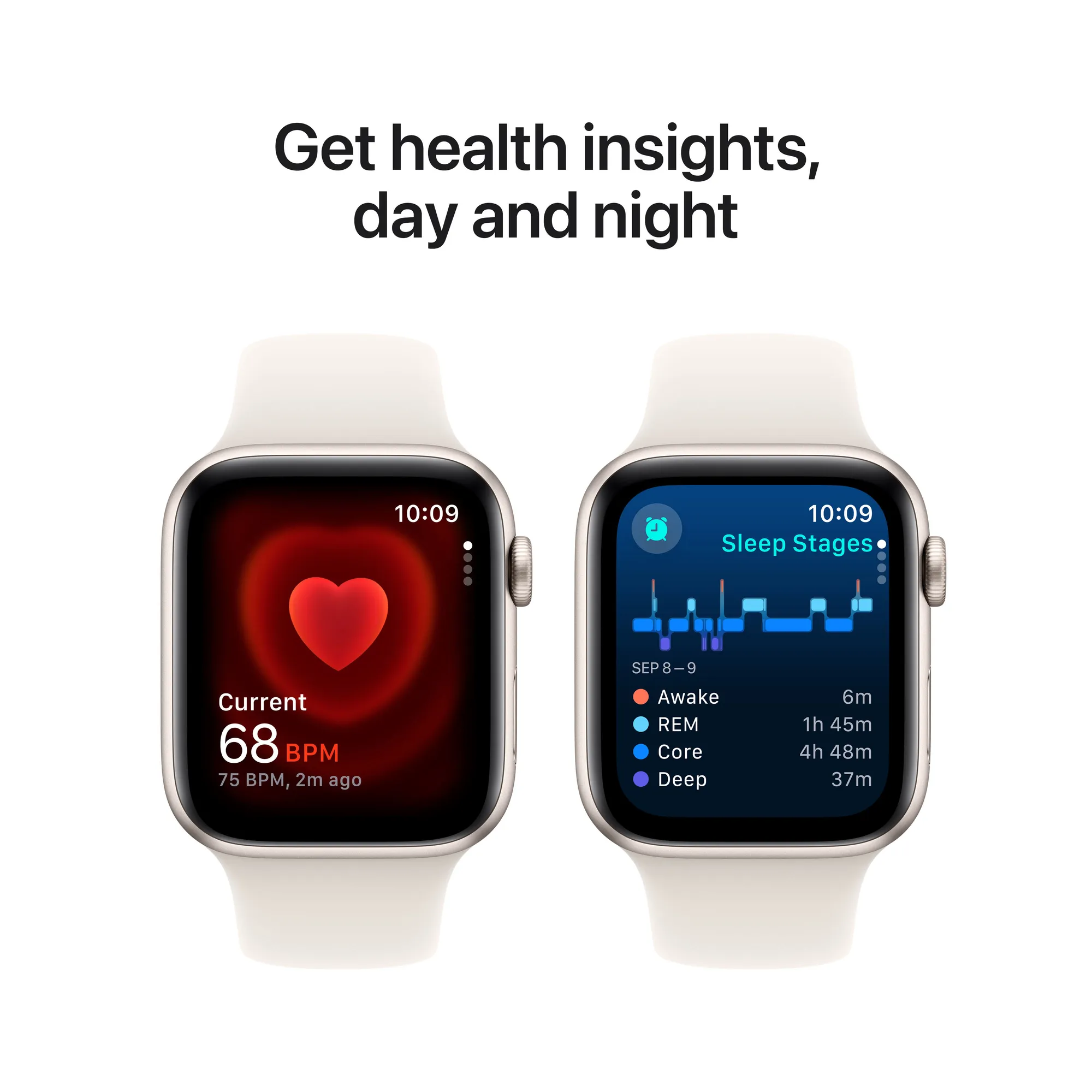 Apple Watch SE GPS + Cellular, 44 mm-es csillagfény alumíniumtok, csillagfény sportszíj – M/L