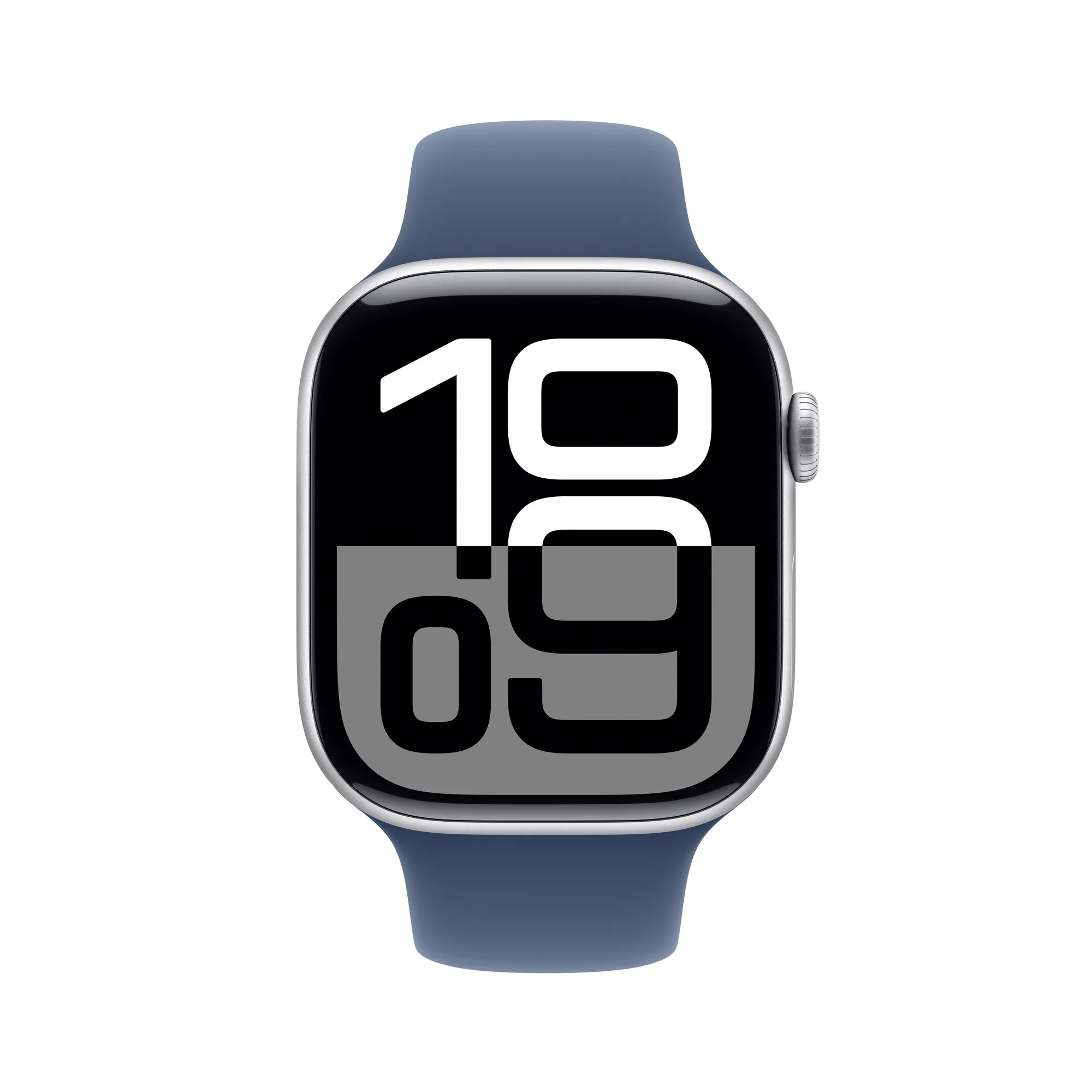 Apple Watch Series 10 GPS, 42 mm-es ezüstszínű alumíniumtok, denim sportszíj - M/L