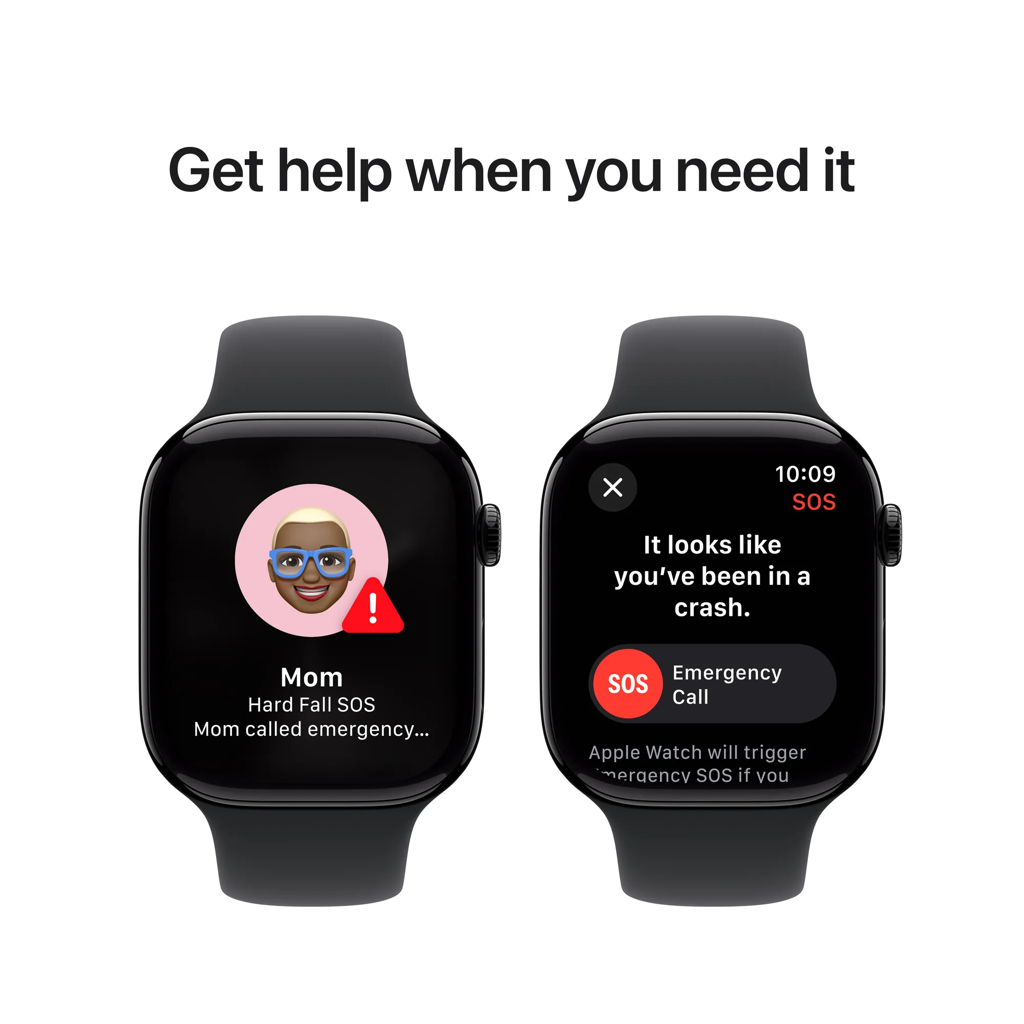 Apple Watch Series 10 GPS, 42 mm-es kozmoszfekete alumíniumtok, fekete sportszíj - M/L