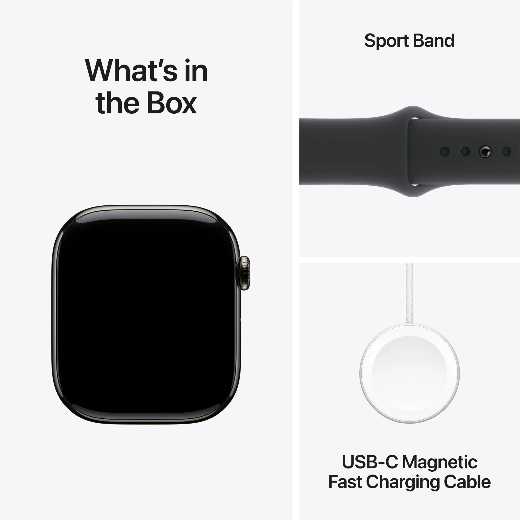 Apple Watch Series 10 GPS + Cellular, 42 mm-es palaszürke titántok, fekete sportszíj - M/L