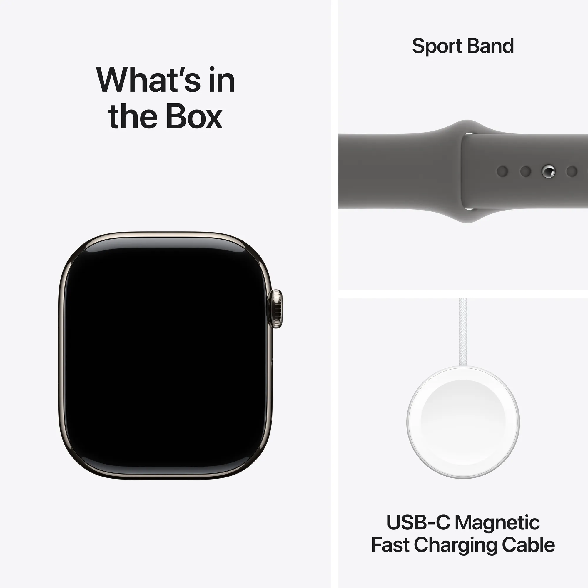 Apple Watch Series 10 GPS + Cellular, 46 mm-es natúr titántok, kőszürke sportszíj - S/M