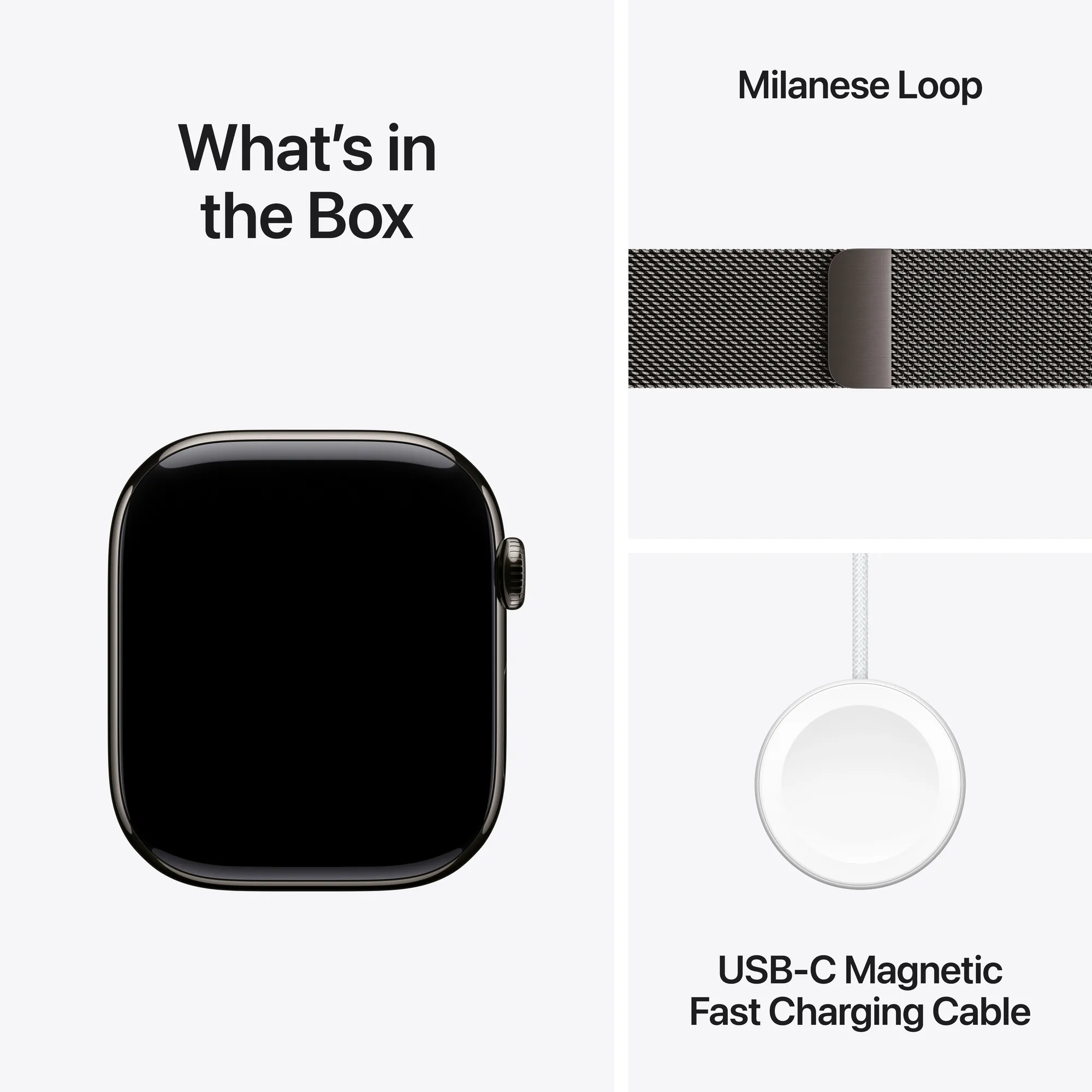 Apple Watch Series 10 GPS + Cellular, 46 mm-es palaszürke titántok, palaszürke milánói szíj - M/L