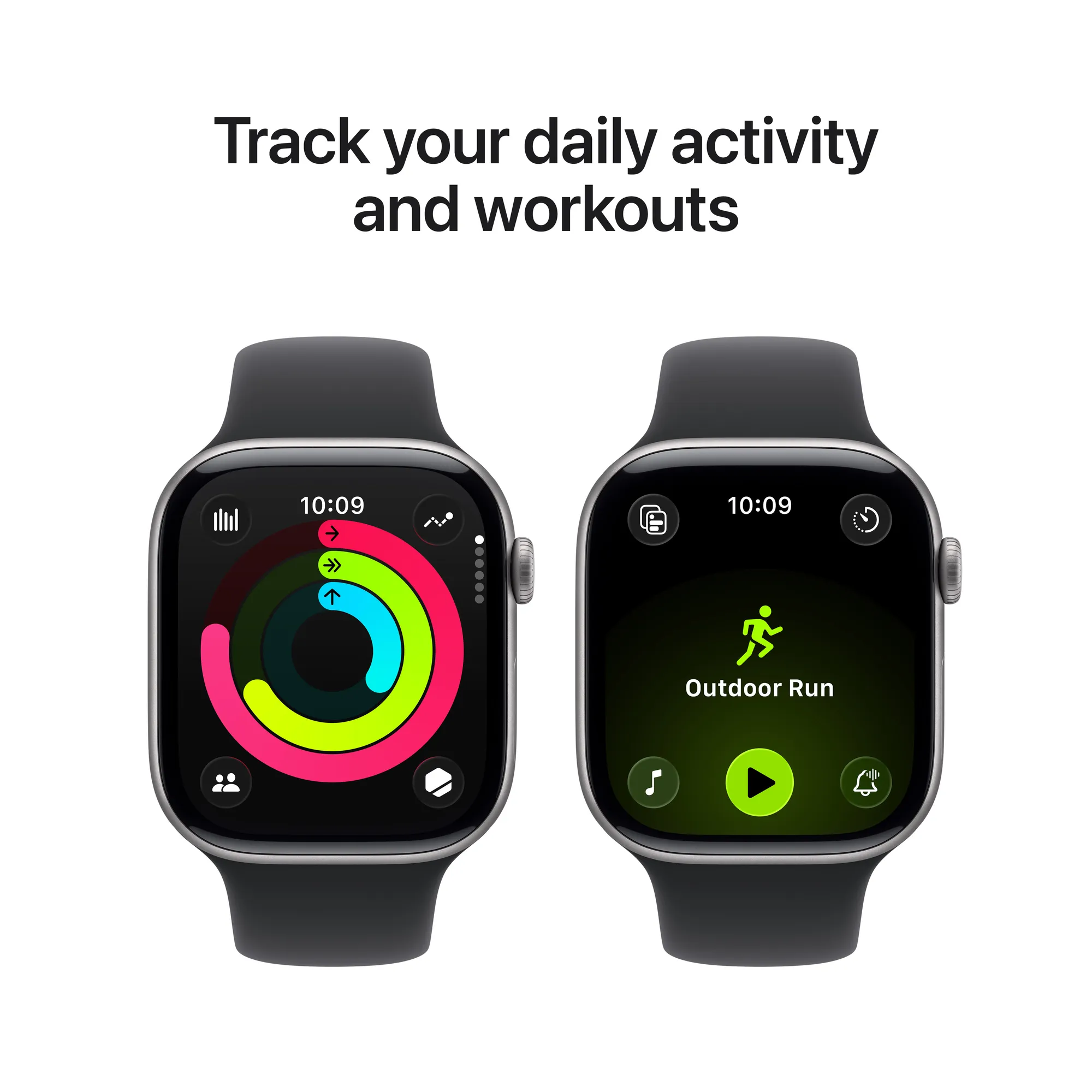 Apple Watch Series 11 GPS, 42 mm-es asztroszürke alumíniumtok, fekete sportszíj – SM