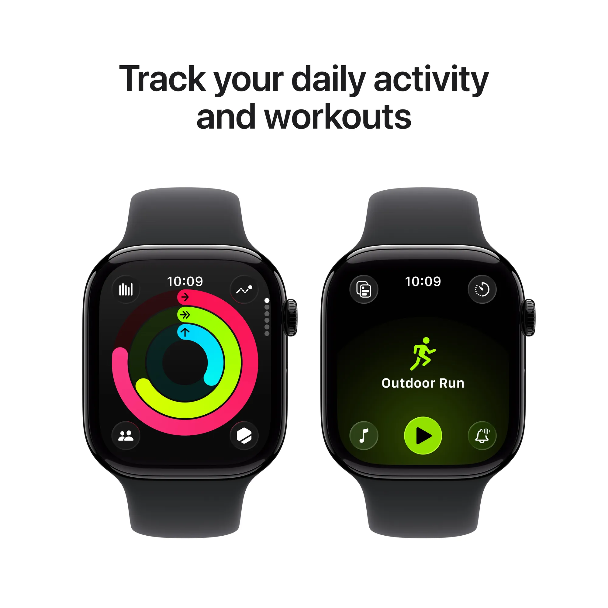 Apple Watch Series 11 GPS, 46 mm-es kozmoszfekete alumíniumtok, fekete sportszíj – ML