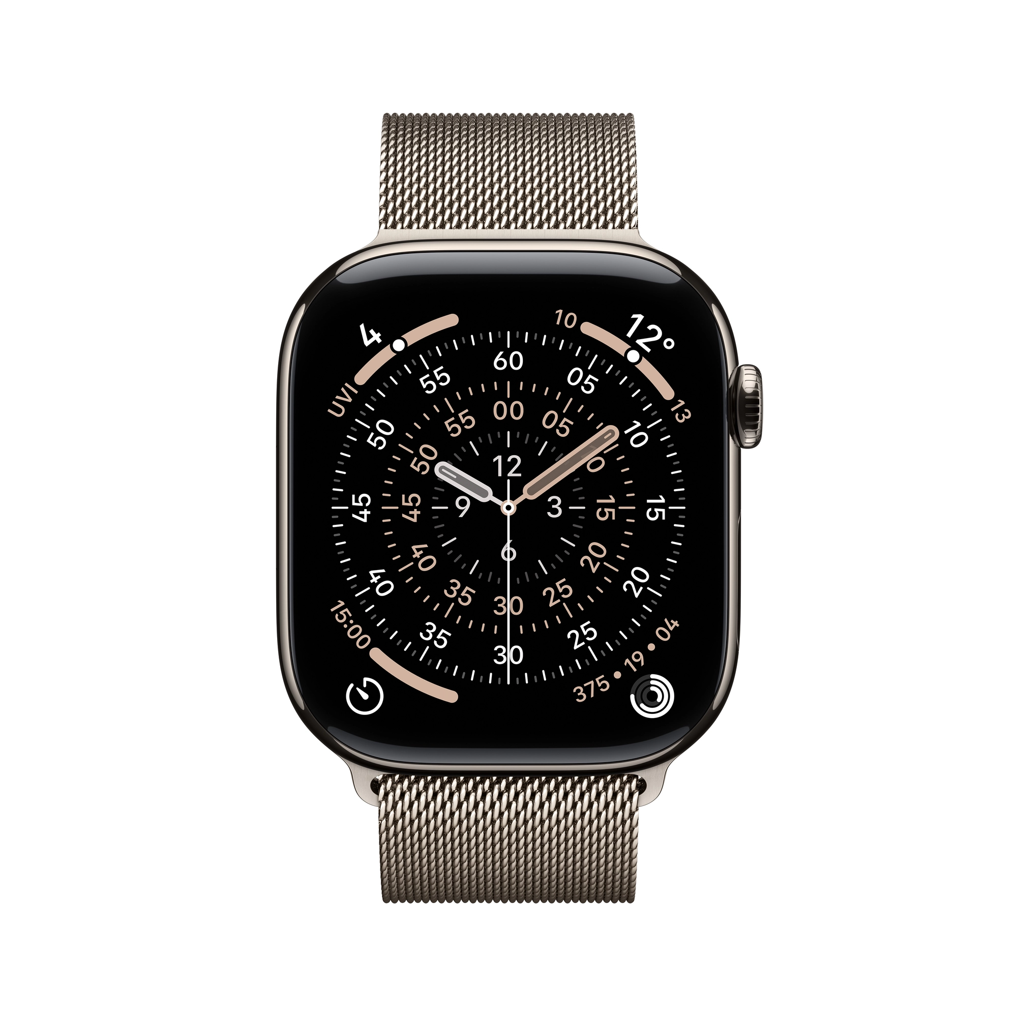 Apple Watch Series 11 GPS + Cellular, 42 mm-es natúr titántok, natúr milánói szíj
