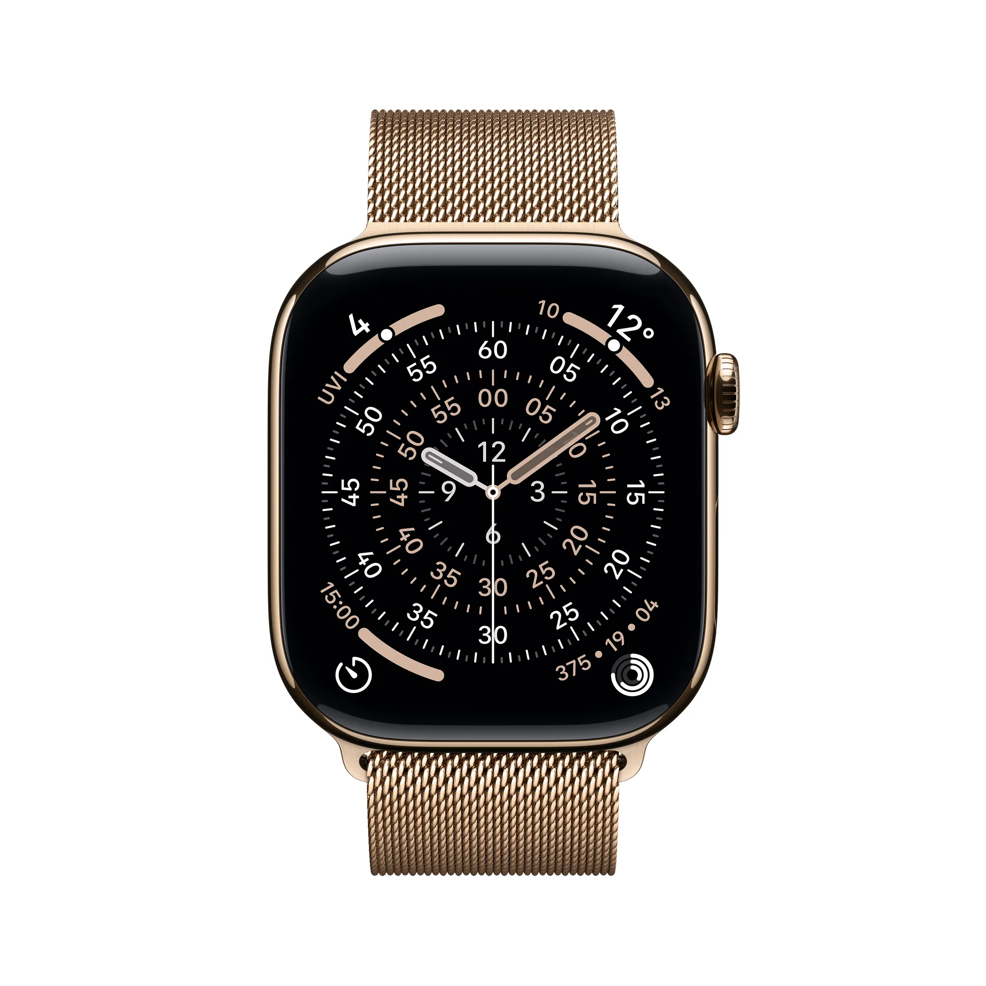Apple Watch Series 11 GPS + Cellular, 46 mm-es arany titántok, arany milánói szíj – SM