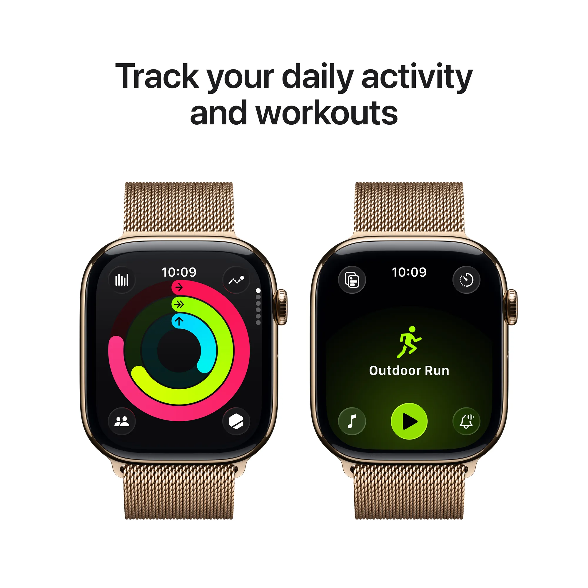 Apple Watch Series 11 GPS + Cellular, 46 mm-es arany titántok, arany milánói szíj – SM