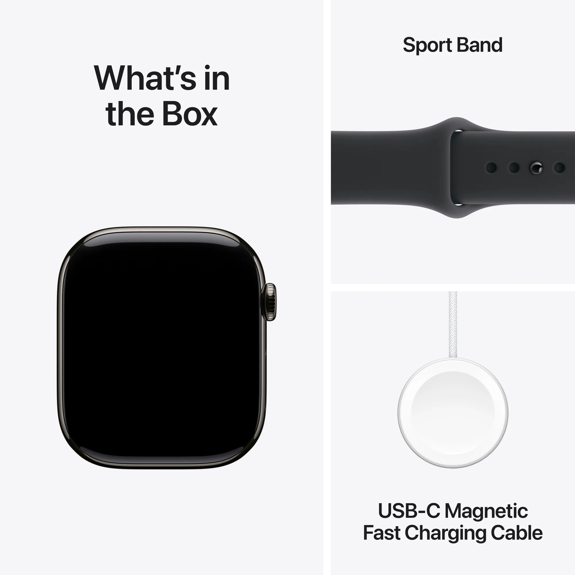 Apple Watch Series 11 GPS + Cellular, 46 mm-es palaszürke titántok, fekete sportszíj – ML