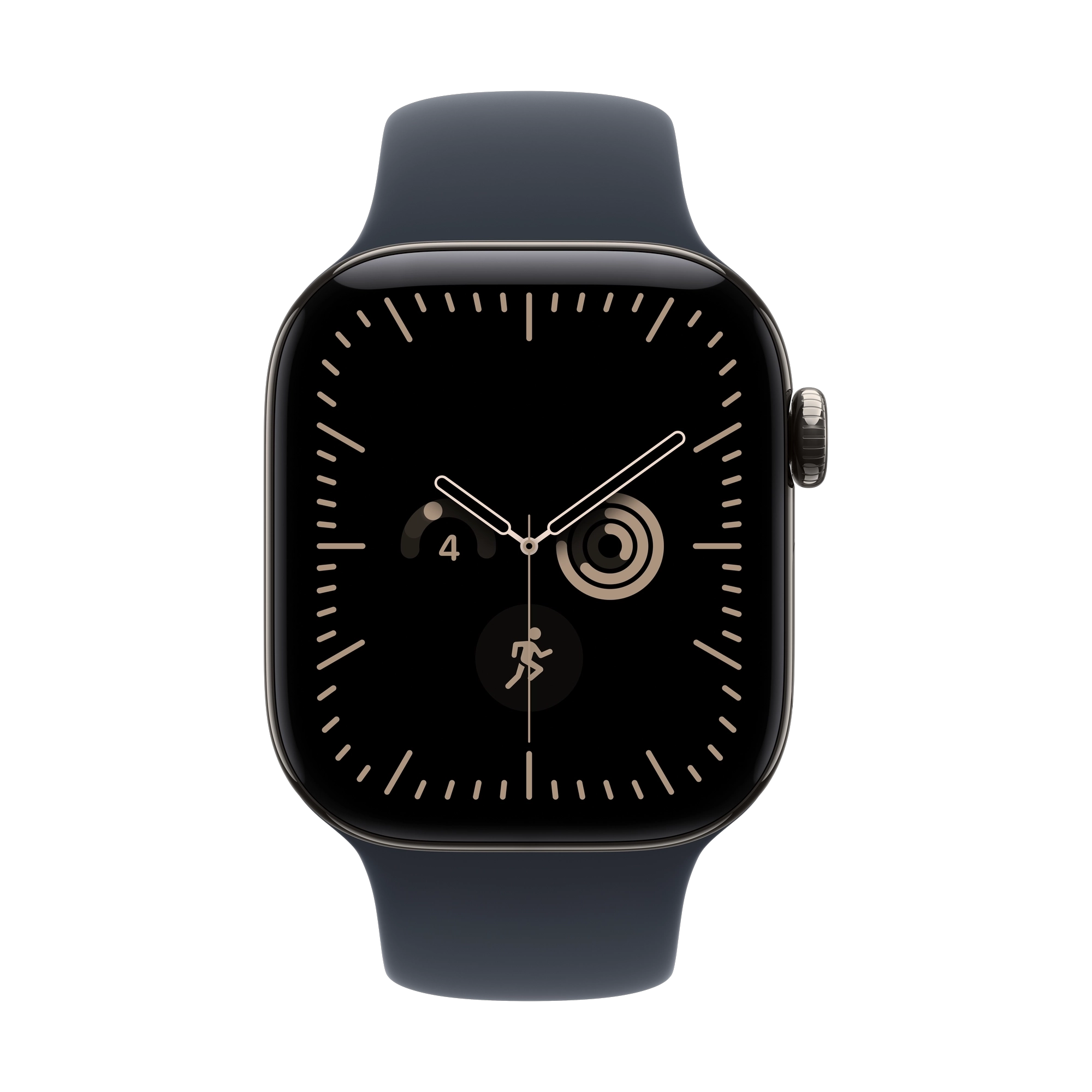 Apple Watch Series 12 GPS + Cellular 42mm Natural Titanium Case with Navy Blue Sport Band - M/L