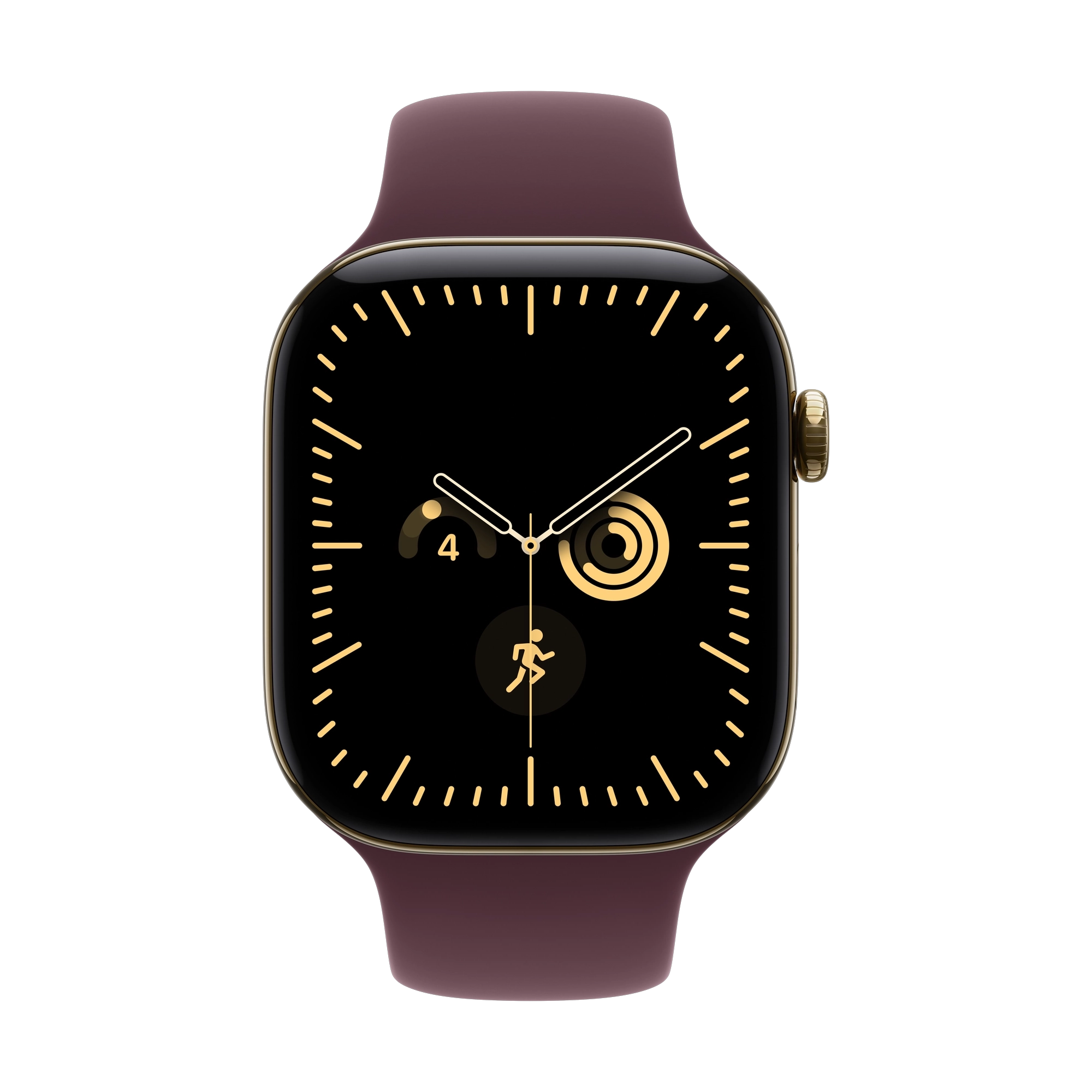 Apple Watch Series 12 GPS + Cellular 42mm Radiant Gold Titanium Case with Burgundy Sport Band - M/L