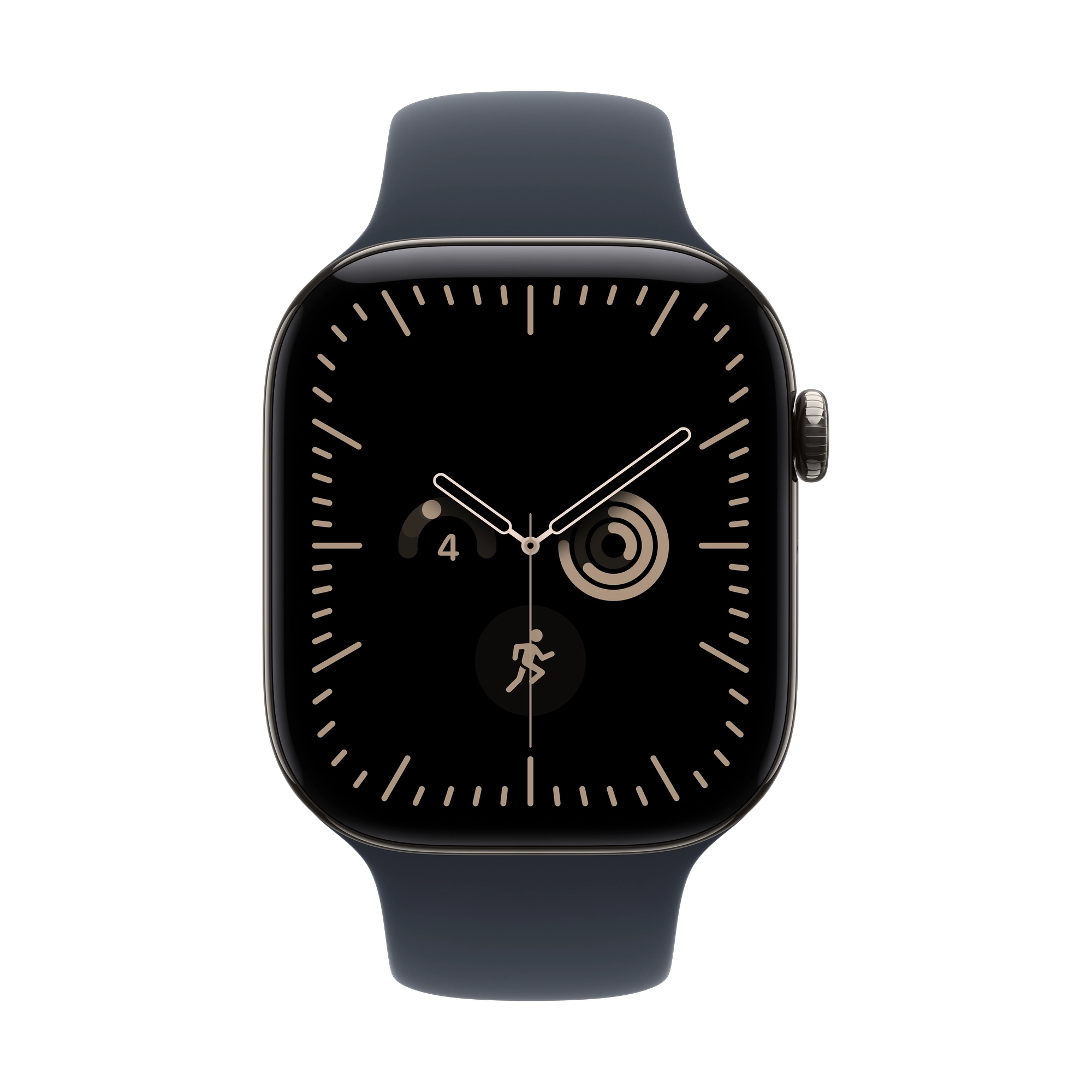 Apple Watch Series 12 GPS + Cellular 46mm Natural Titanium Case with Navy Blue Sport Band - M/L