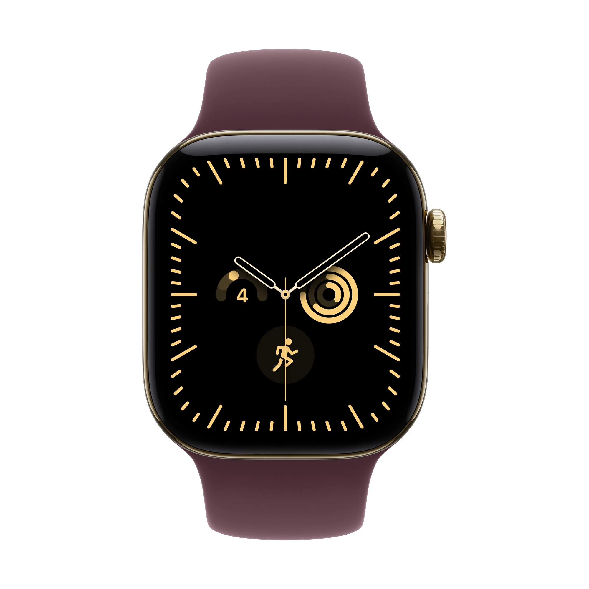 Apple Watch Series 12 GPS + Cellular 46mm Radiant Gold Titanium Case with Burgundy Sport Band - S/M