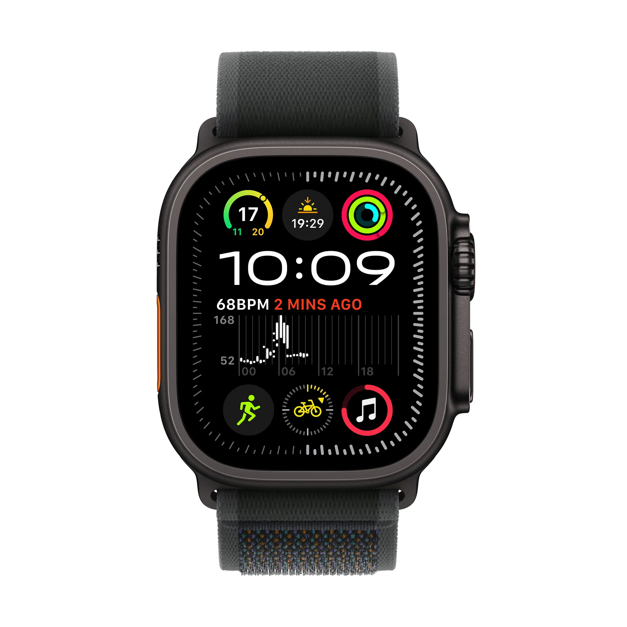 Apple Watch Ultra 2 GPS + Cellular, 49 mm-es fekete titántok, fekete Terep pánt - M/L