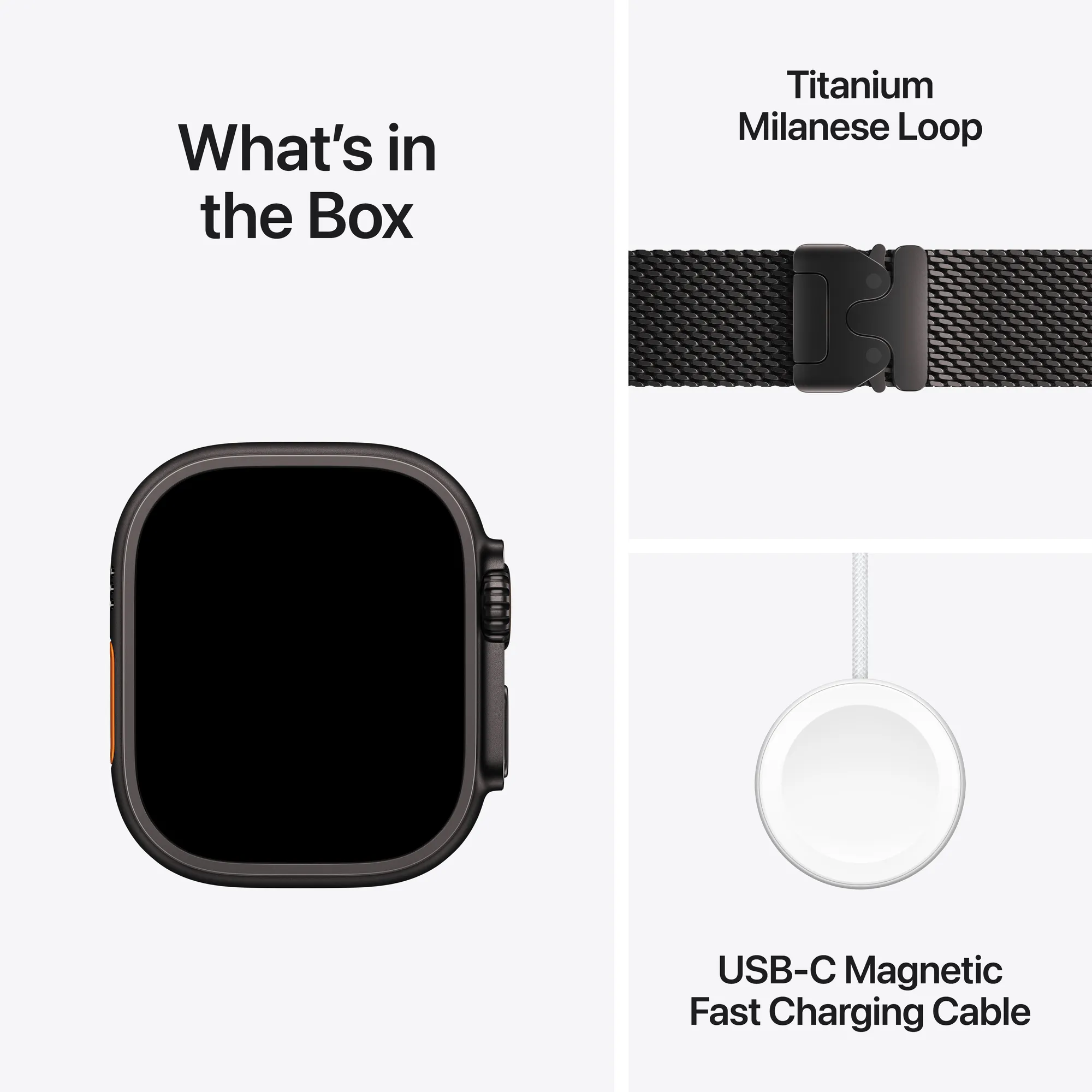 Apple Watch Ultra 2 GPS + Cellular, 49 mm-es fekete titántok, fekete titán milánói szíj - M