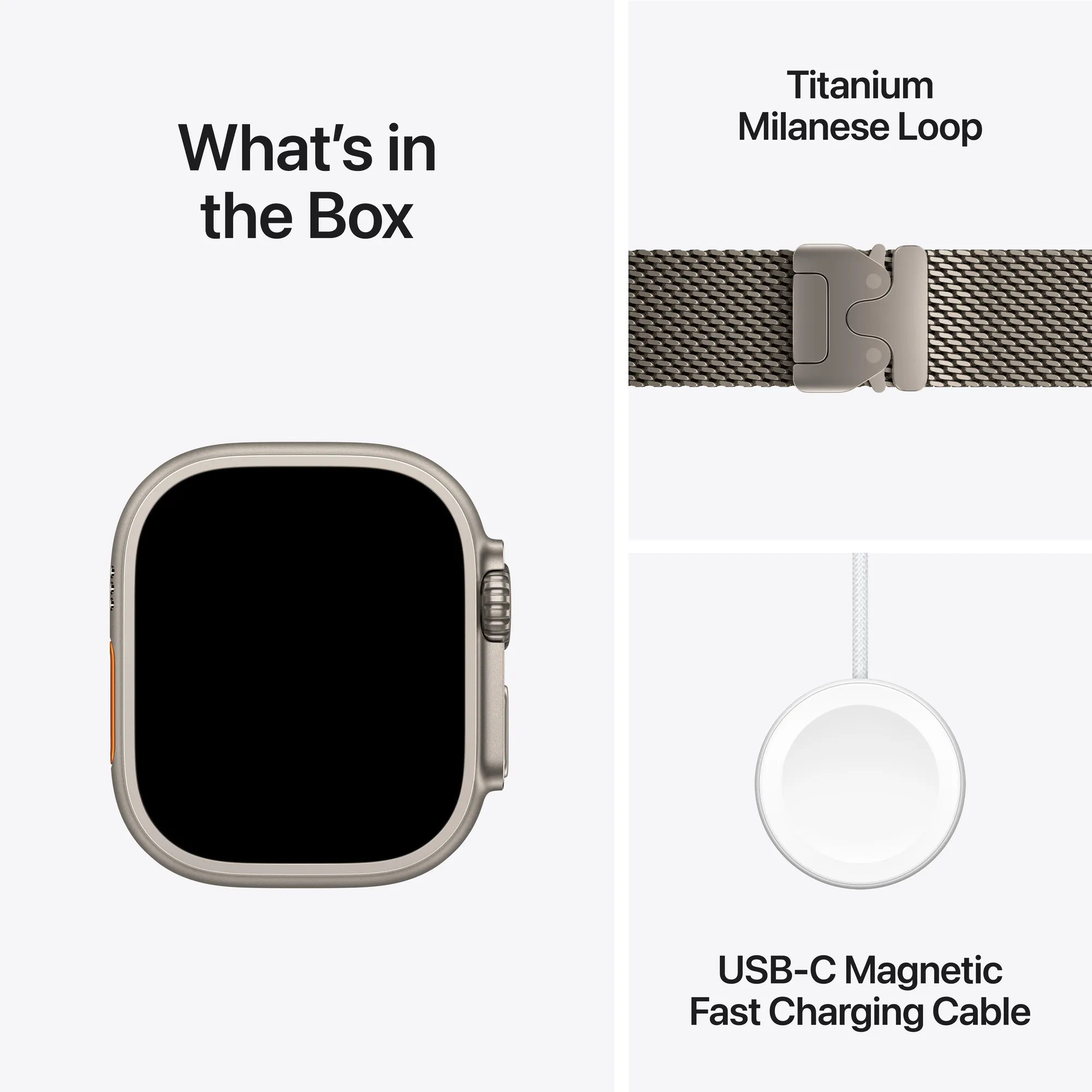 Apple Watch Ultra 2 GPS + Cellular, 49 mm-es natúr titántok, natúr titán milánói szíj - L