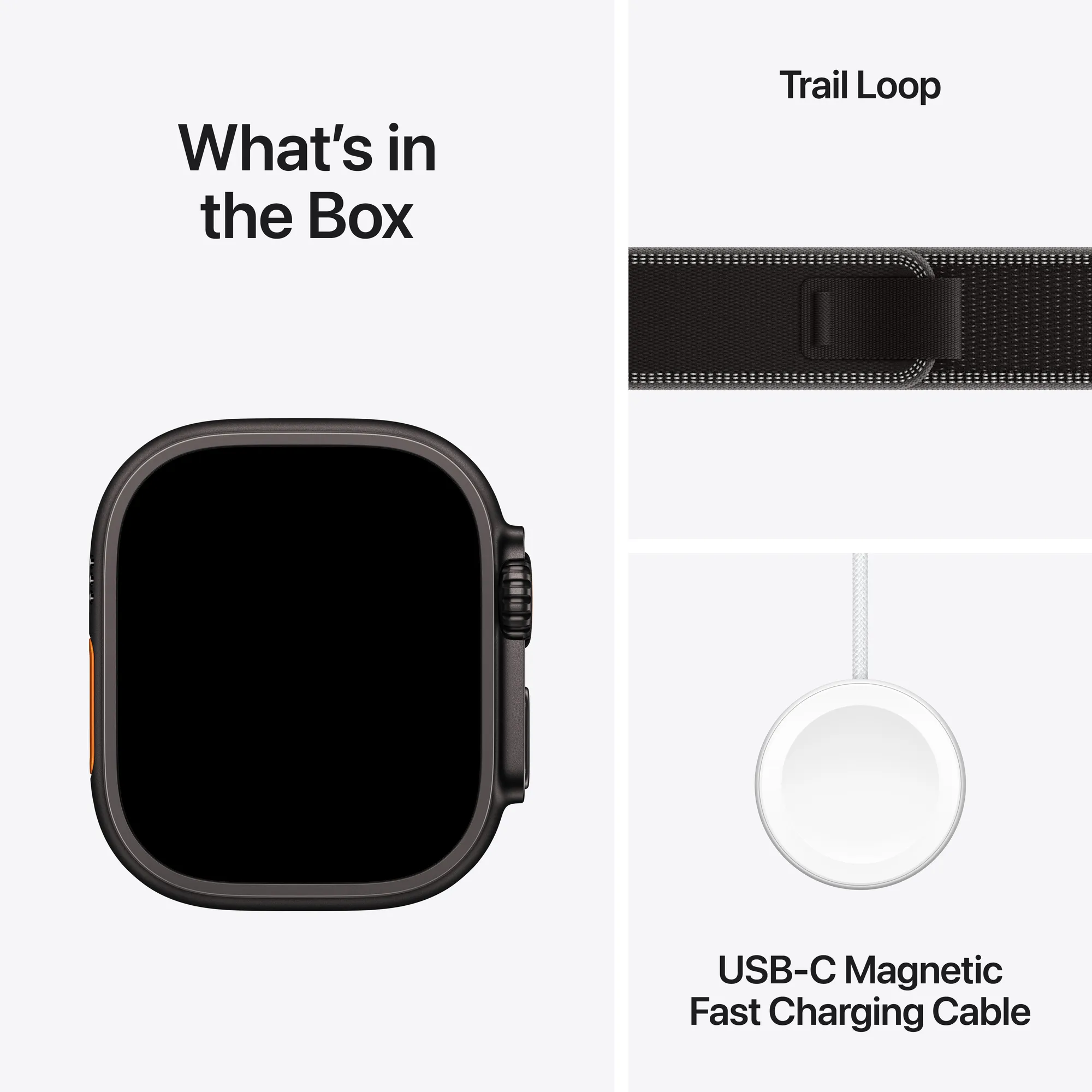 Apple Watch Ultra 3 GPS + Cellular, 49 mm-es natúr titántok, fekete-hamuszürke Terep pánt – ML