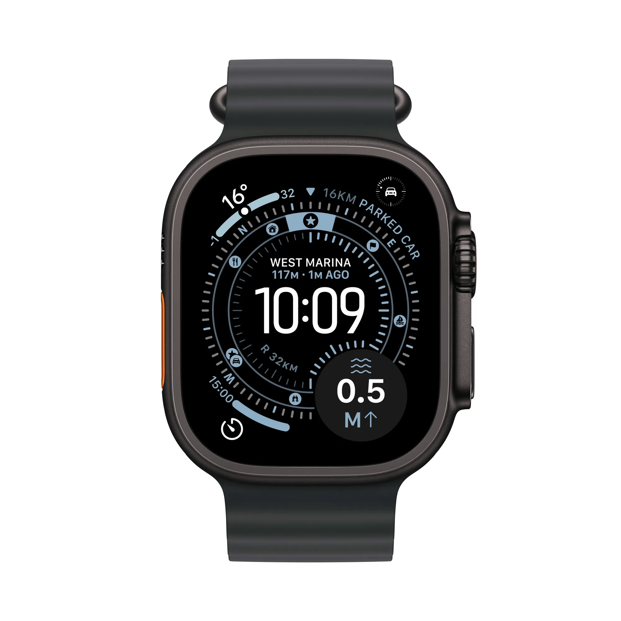 Apple Watch Ultra 3 GPS + Cellular, 49 mm-es natúr titántok, fekete Óceán szíj
