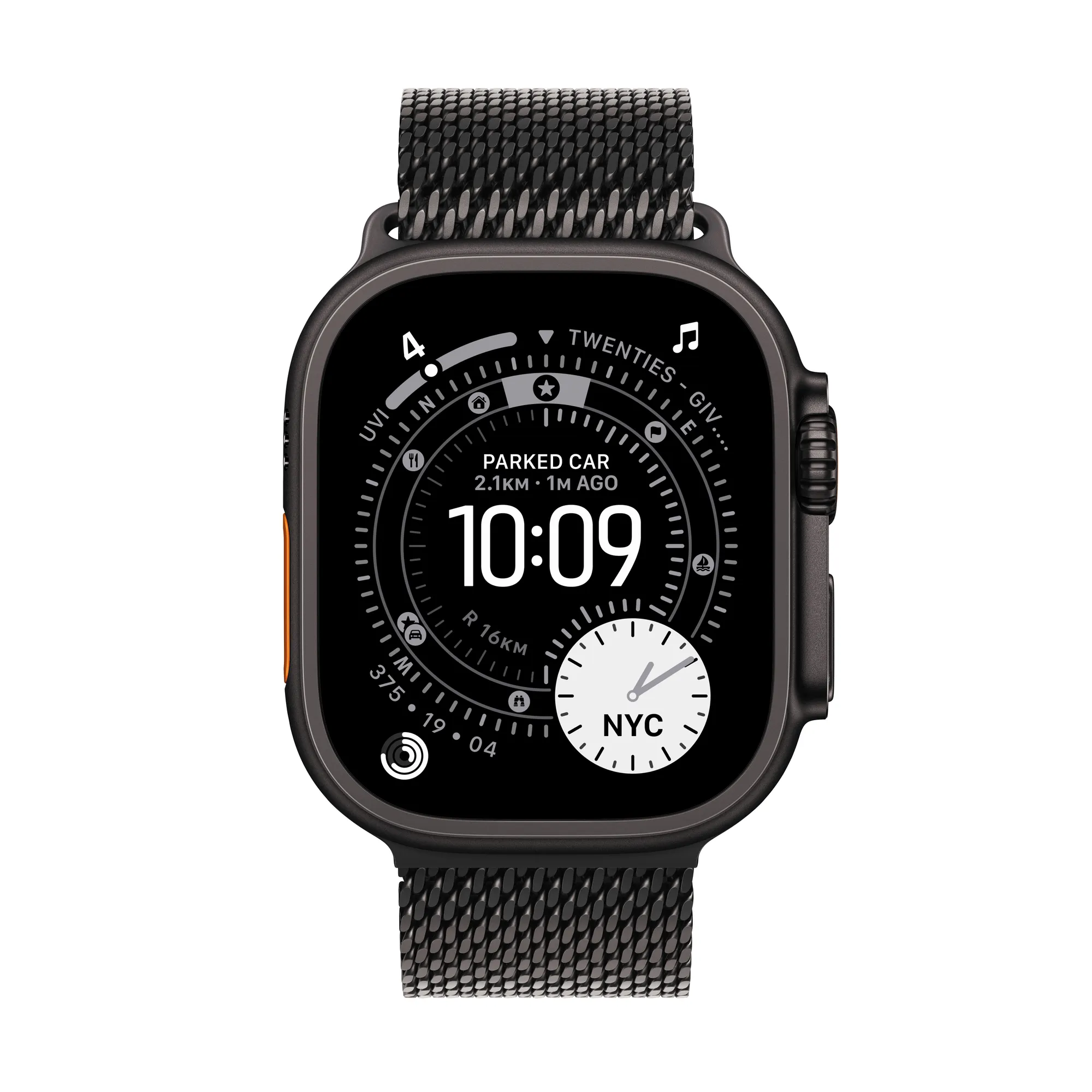 Apple Watch Ultra 3 GPS + Cellular, 49 mm-es fekete titántok, fekete titán milánói szíj – M
