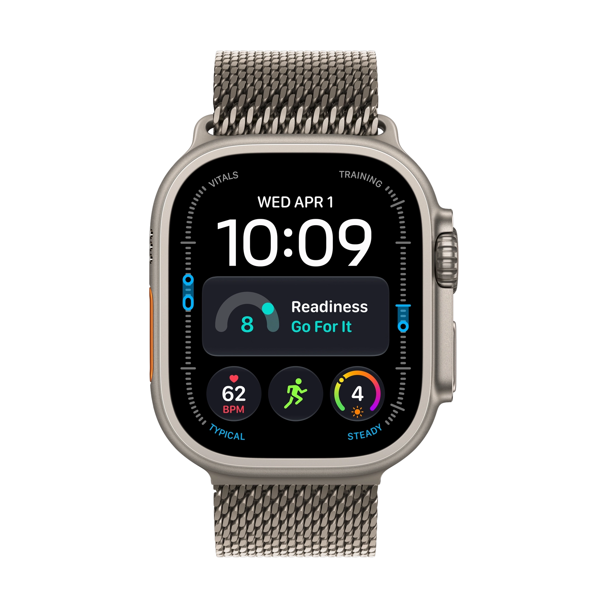 Apple Watch Ultra 4 GPS + Cell 49mm Natural Titanium Case with Natural Titanium Milanese Loop - M