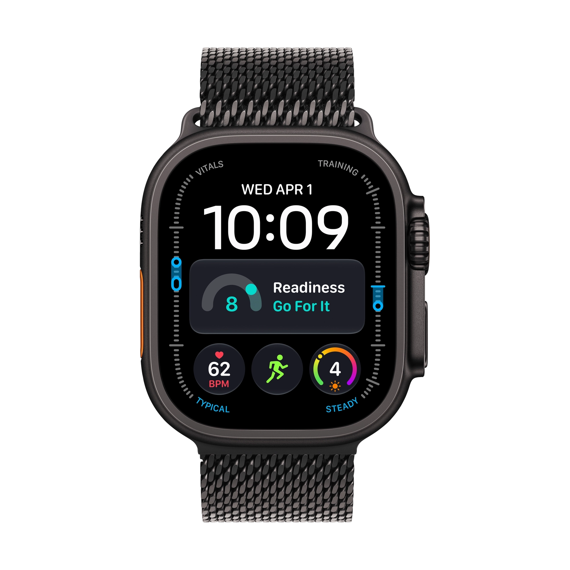 Apple Watch Ultra 4 GPS + Cellular 49mm Black Titanium Case with Black Titanium Milanese Loop - L