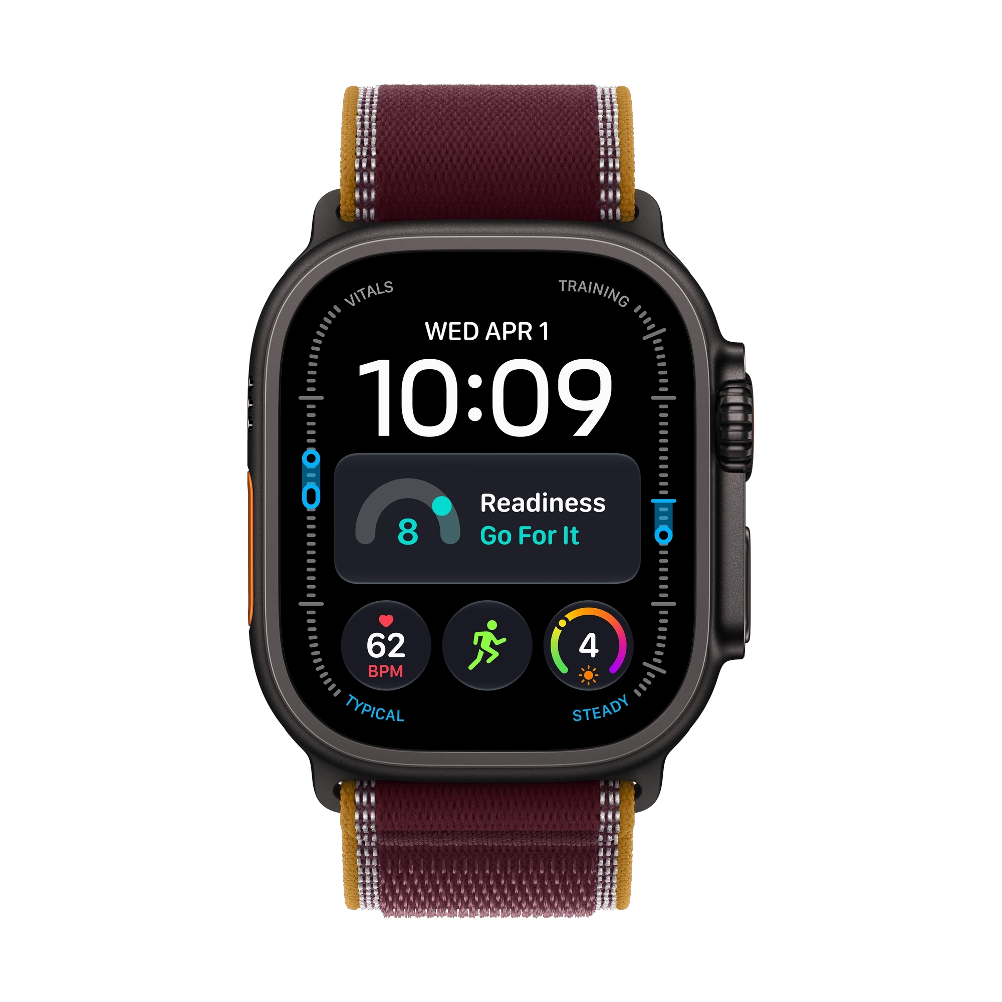 Apple Watch Ultra 4 GPS + Cellular 49mm Black Titanium Case with Burgundy Trail Loop - S/M