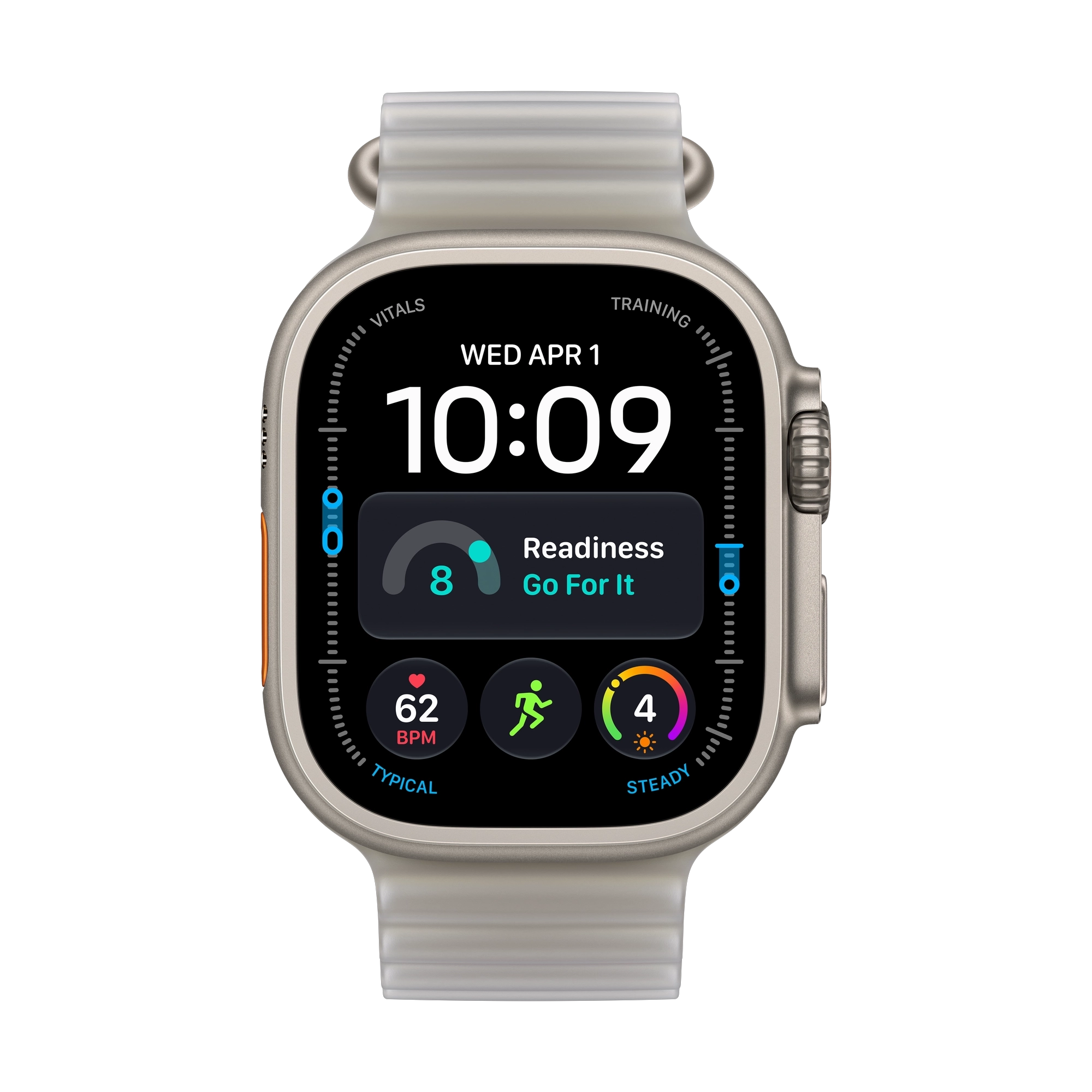 Apple Watch Ultra 4 GPS + Cellular 49mm Natural Titanium Case with Translucent Grey Ocean Band