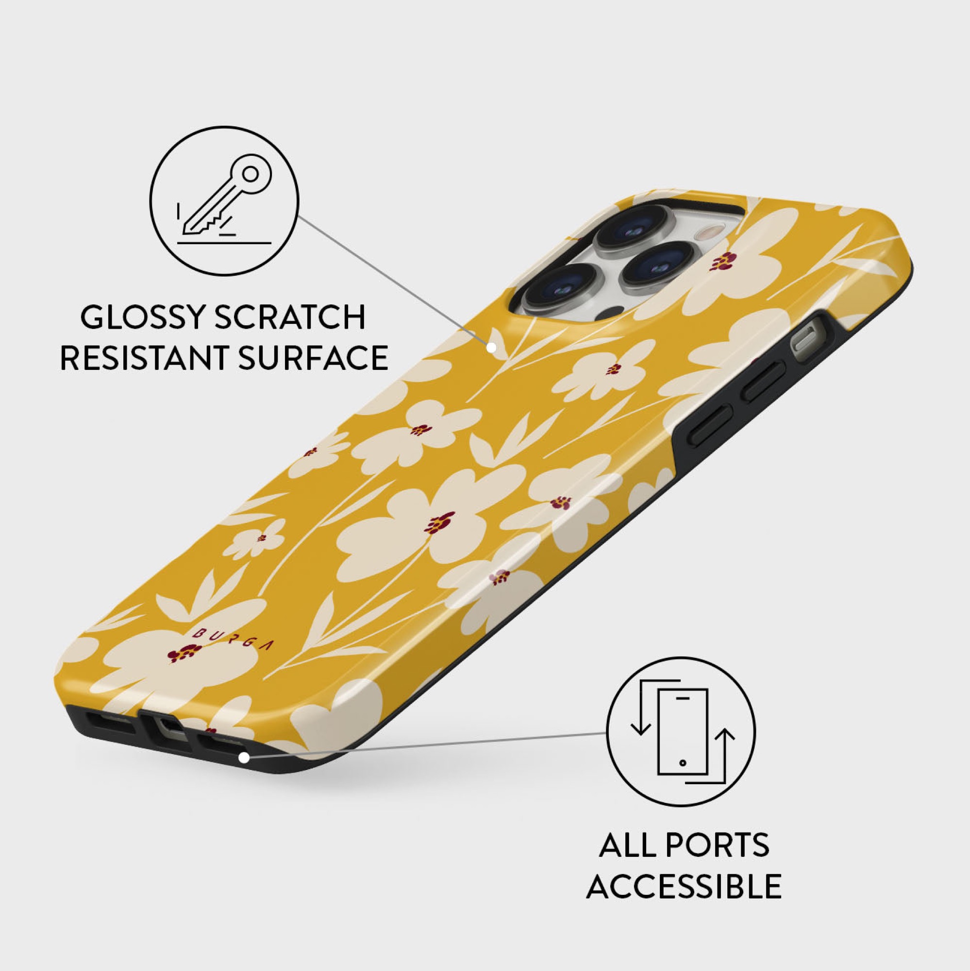 BURGA Tough MagSafe iPhone 15 Pro Max tok - sárga virágok