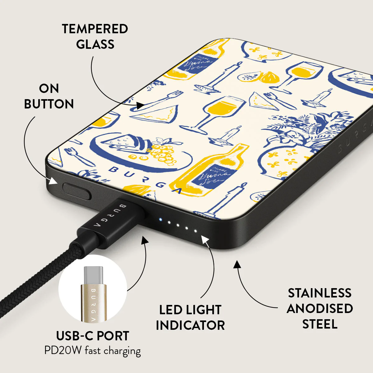 BURGA 5000mAh Magnetic Power Bank - Couvert