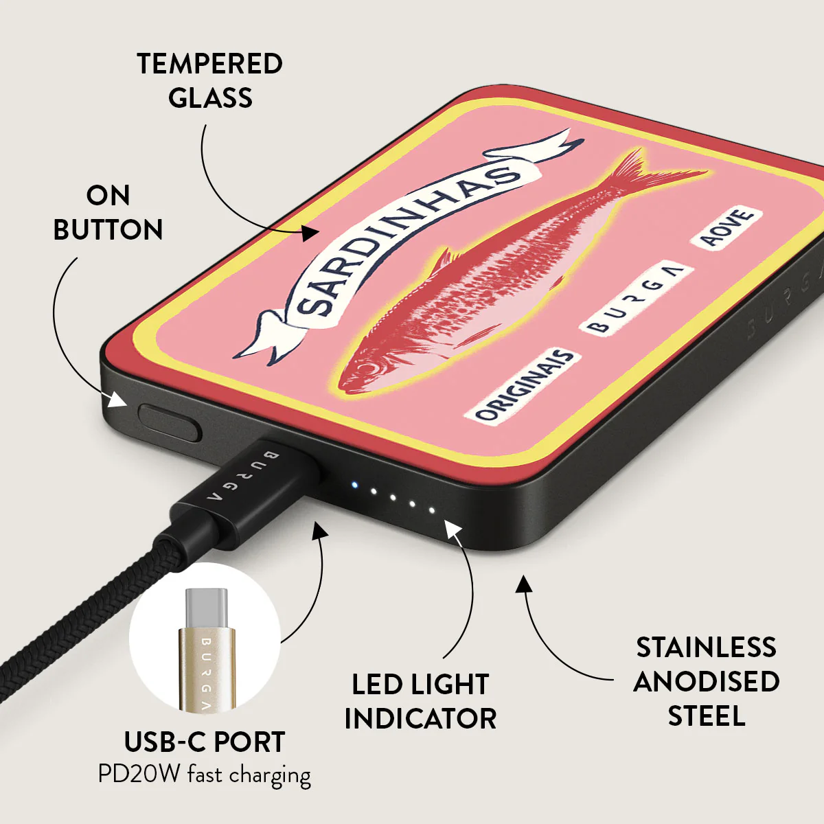 BURGA 5000mAh Magnetic Power Bank - Gourmet