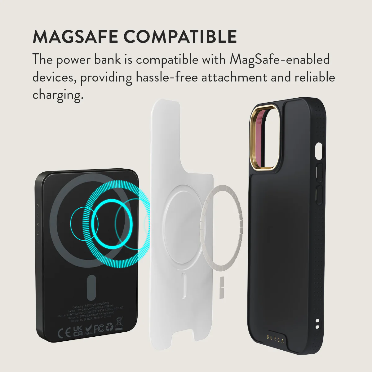 BURGA 5000mAh Magnetic Power Bank - Sobremesa
