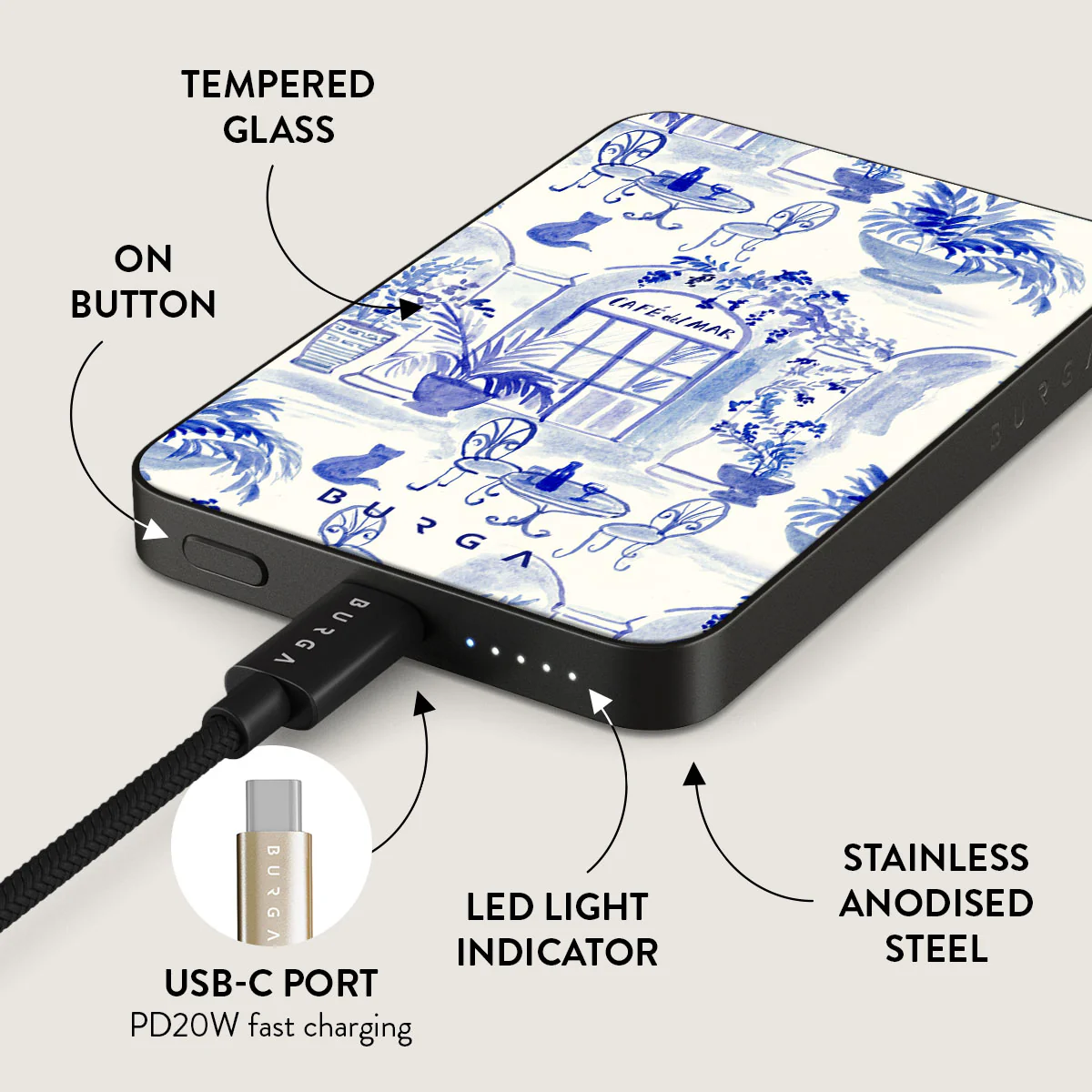 BURGA 5000mAh Magnetic Power Bank - Sobremesa