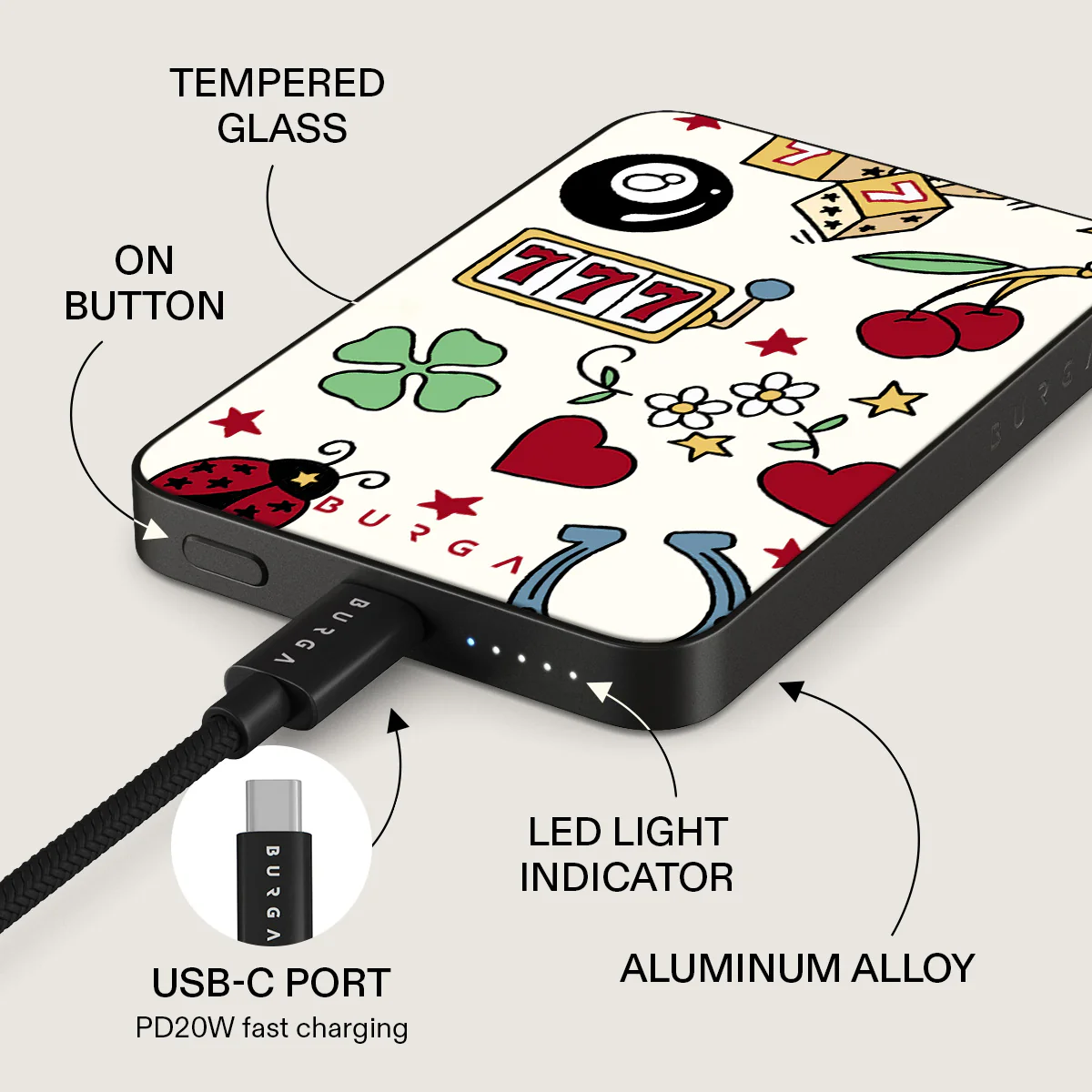 BURGA 5000 mAh vékony MagSafe-kompatibilis powerbank - Against the Odds