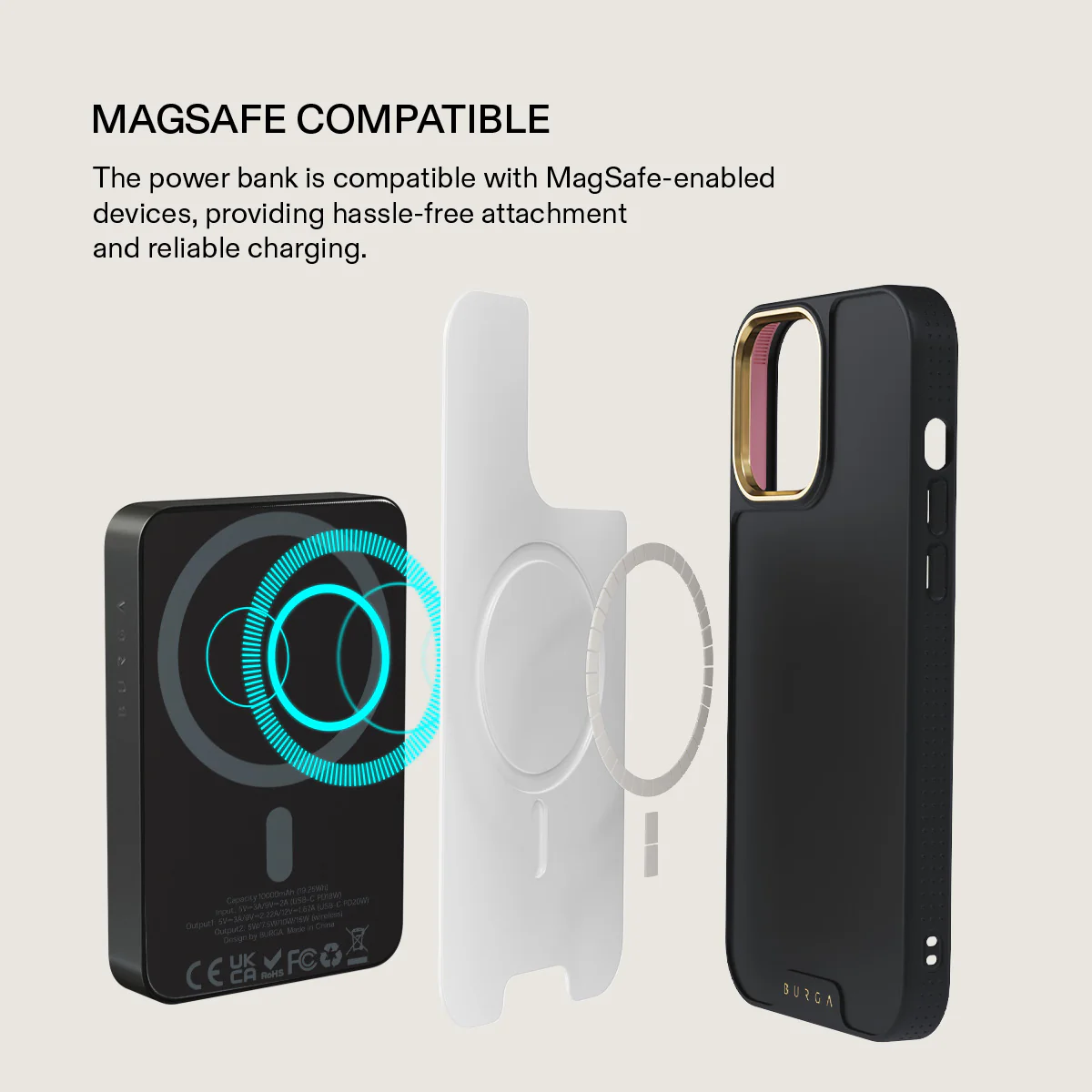 BURGA 5000 mAh vékony MagSafe-kompatibilis powerbank - Against the Odds