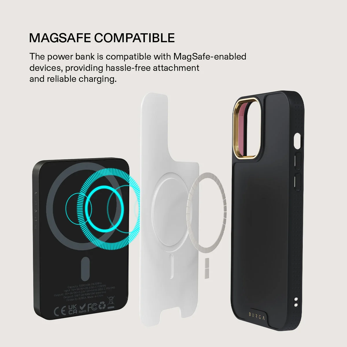 BURGA 5000 mAh vékony MagSafe-kompatibilis powerbank - Autumn Plaid