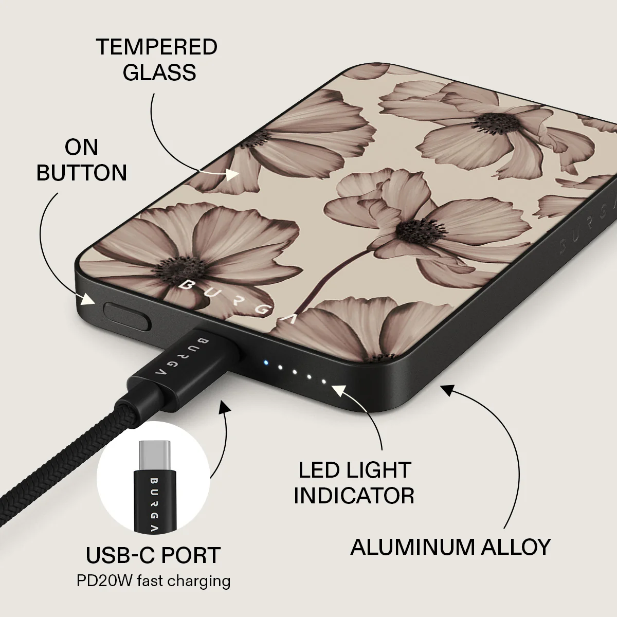 BURGA 5000 mAh vékony MagSafe-kompatibilis powerbank - barely yours